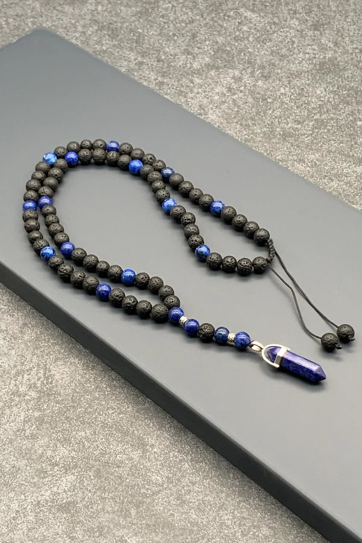 FRNCH Lapis Lazuli Doğal Taşlı Lacivert Renkli Ayarlanabilir Erkek Kolye FRJ30464-564-L