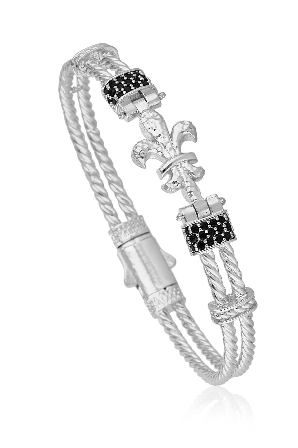 FRNCH Lilyum Figürlü Zirkon Taşlı Handmade Erkek Bileklik FRJ11171-1271-A