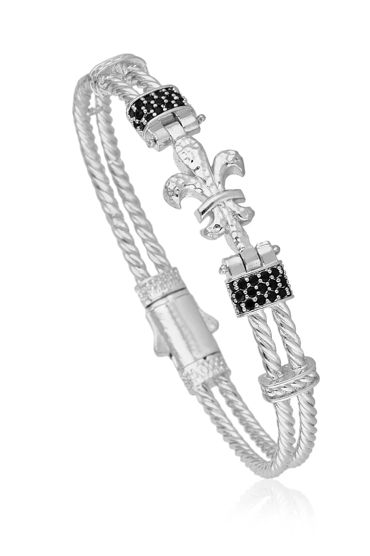 FRNCH Lilyum Figürlü Zirkon Taşlı Handmade Erkek Bileklik FRJ11171-1271-A