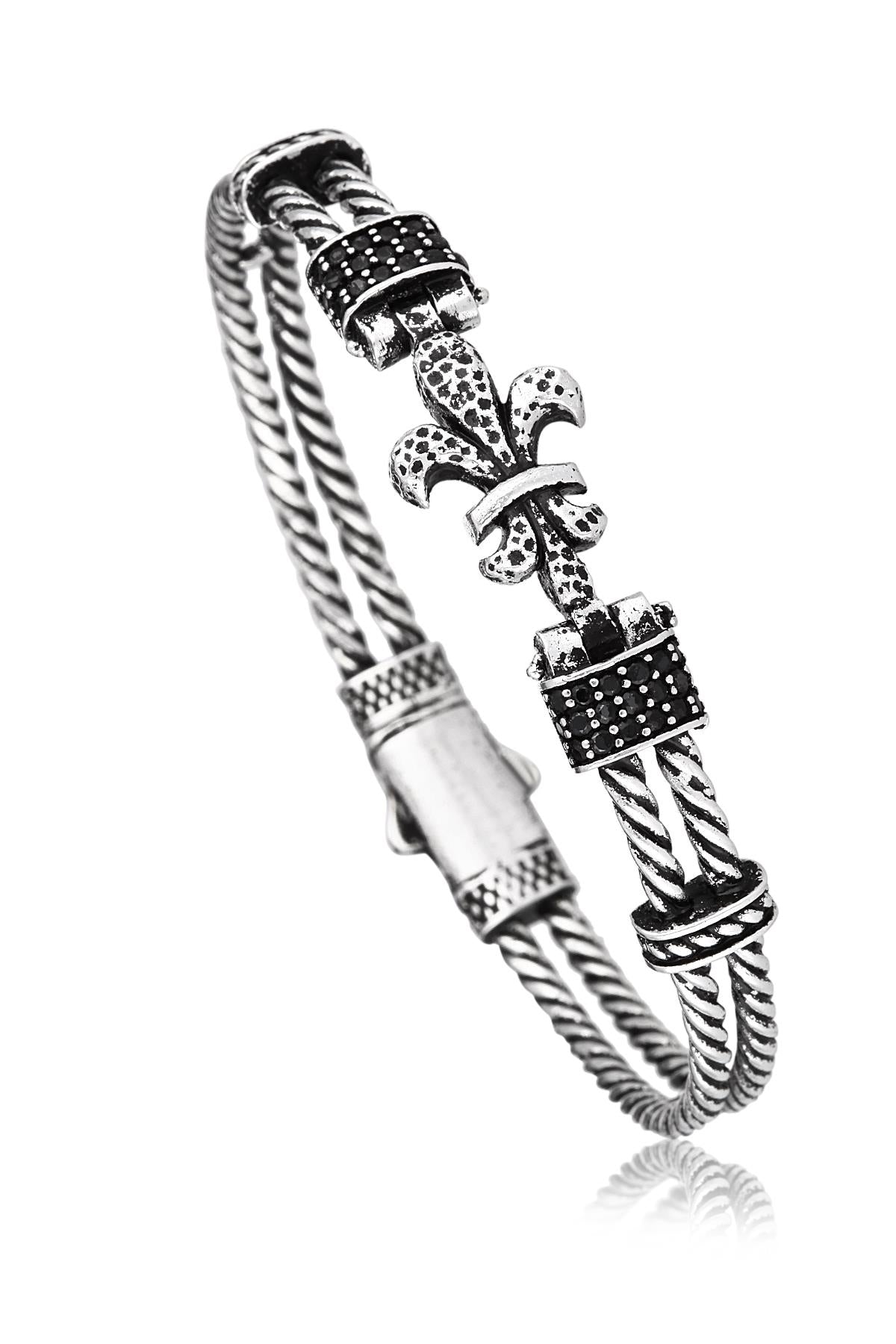 FRNCH Lilyum Figürlü Zirkon Taşlı Handmade Erkek Bileklik FRJ11171-1271-A2