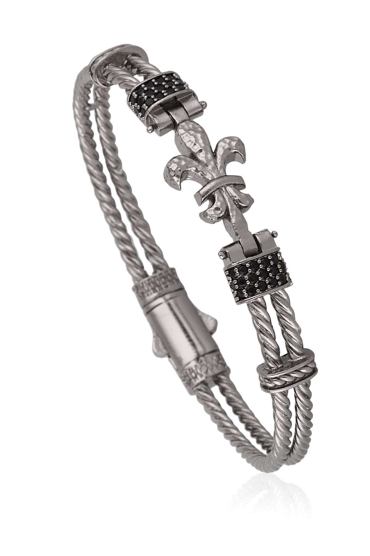 FRNCH Lilyum Figürlü Zirkon Taşlı Handmade Erkek Bileklik FRJ11171-1271-B