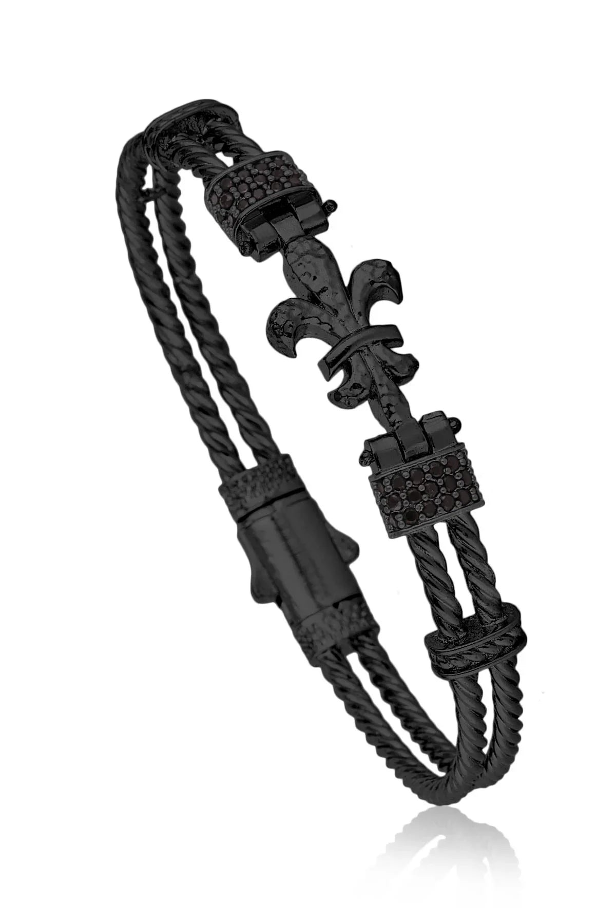 FRNCH Lilyum Figürlü Zirkon Taşlı Handmade Erkek Bileklik FRJ11171-1271-B2