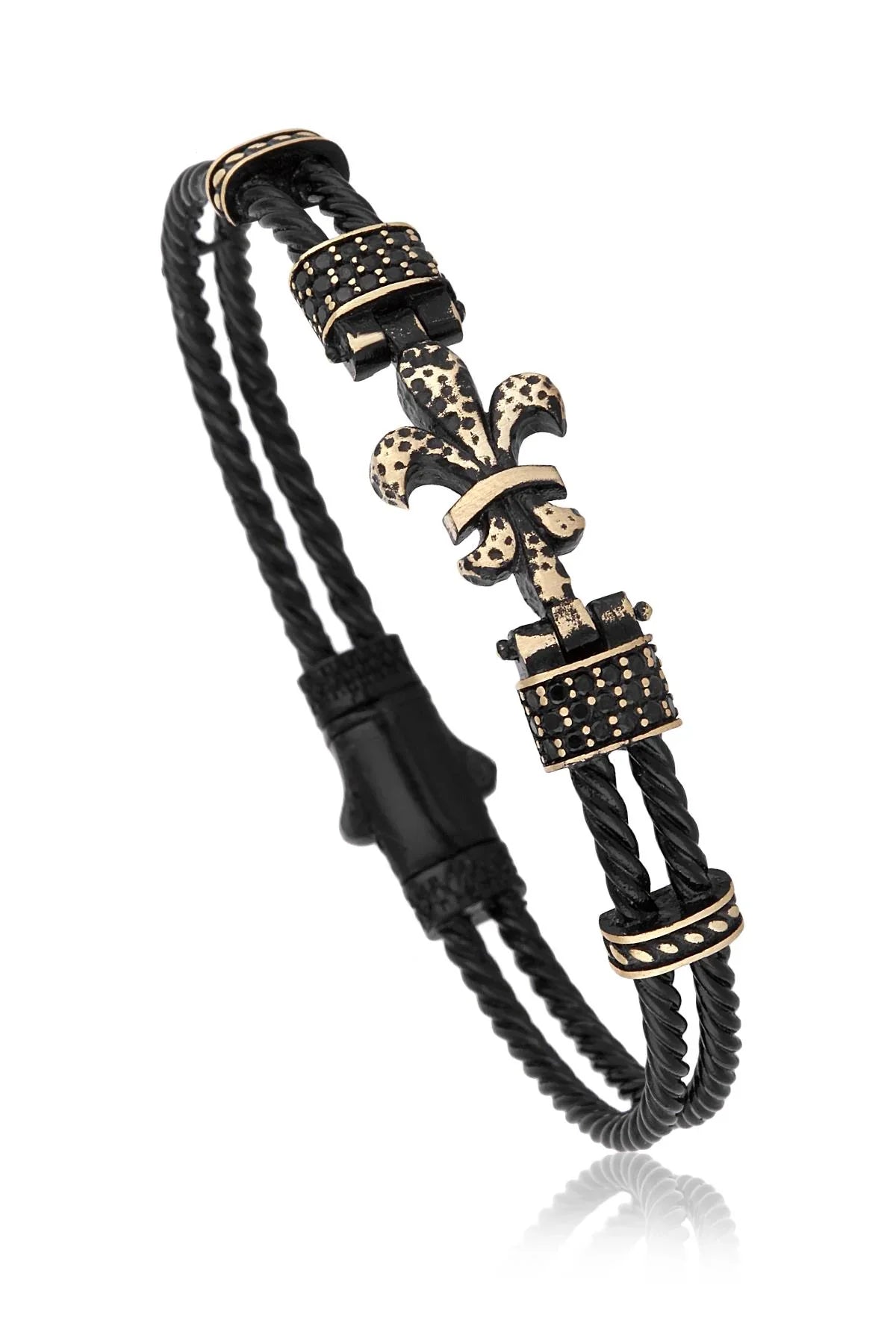 FRNCH Lilyum Figürlü Zirkon Taşlı Handmade Erkek Bileklik FRJ11171-1271-B3