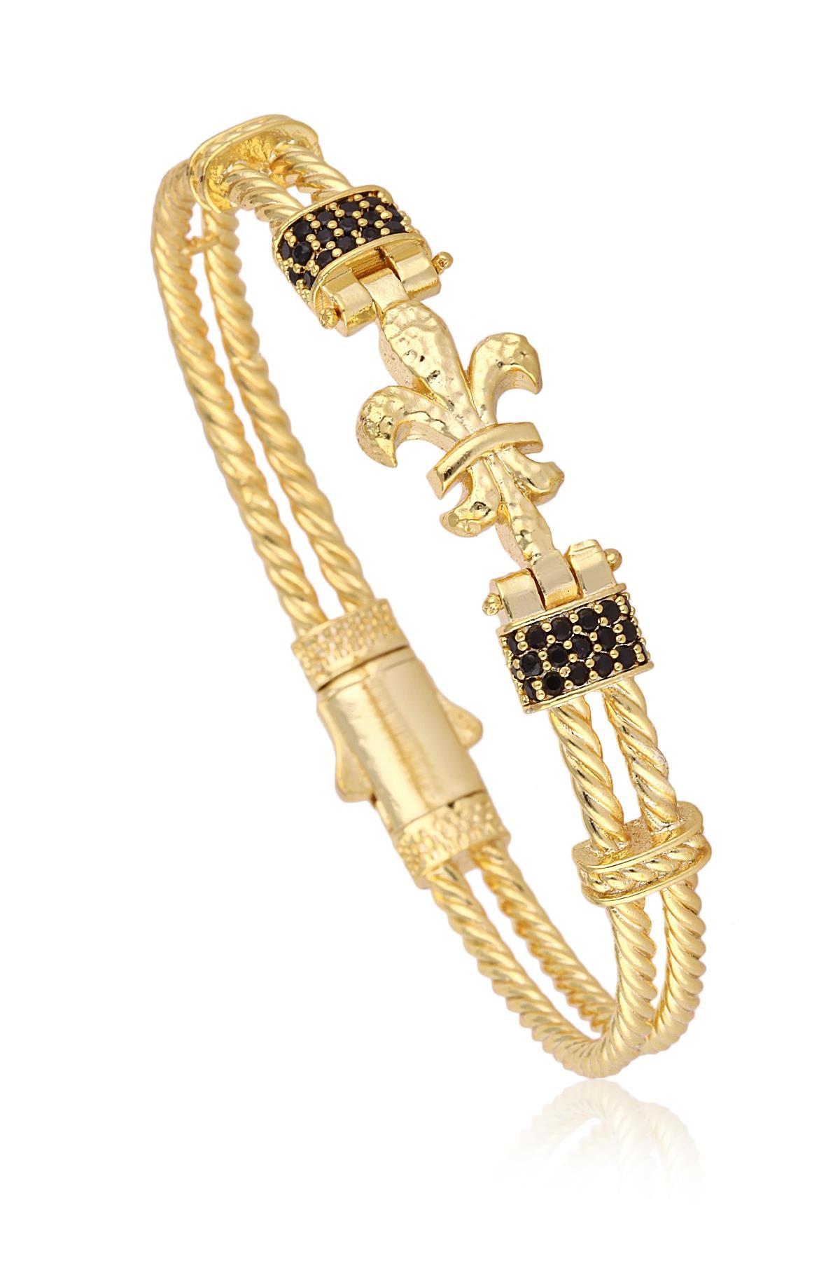 FRNCH Lilyum Figürlü Zirkon Taşlı Handmade Erkek Bileklik FRJ11171-1271-G