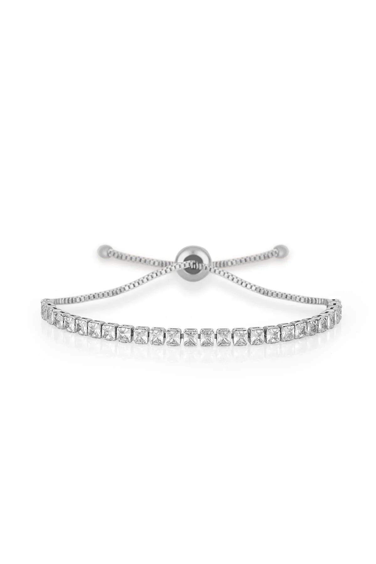 FRNCH Parlak Sıralı Taşlı Asansör Kilit Silver Renk Kadın Bileklik FRJ11154-1254-A