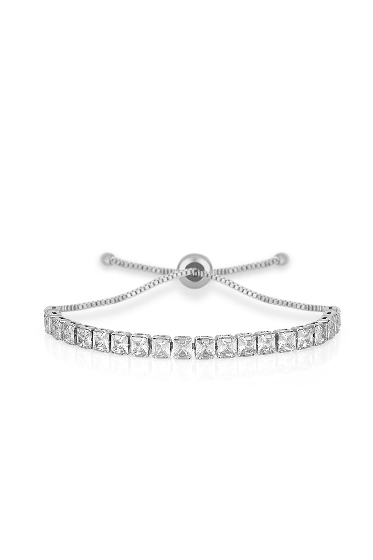 FRNCH Parlak Sıralı Taşlı Asansör Kilit Silver Renk Kadın Bileklik FRJ11155-1255-A