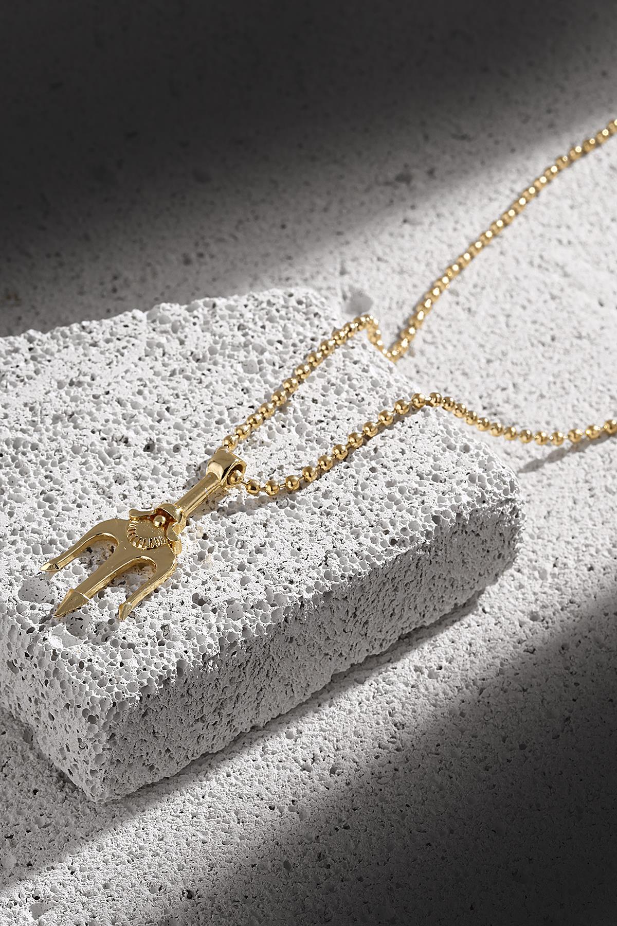 FRNCH Poseidon Figürlü Gold Renk Erkek Kolye FRJ30432-532-G