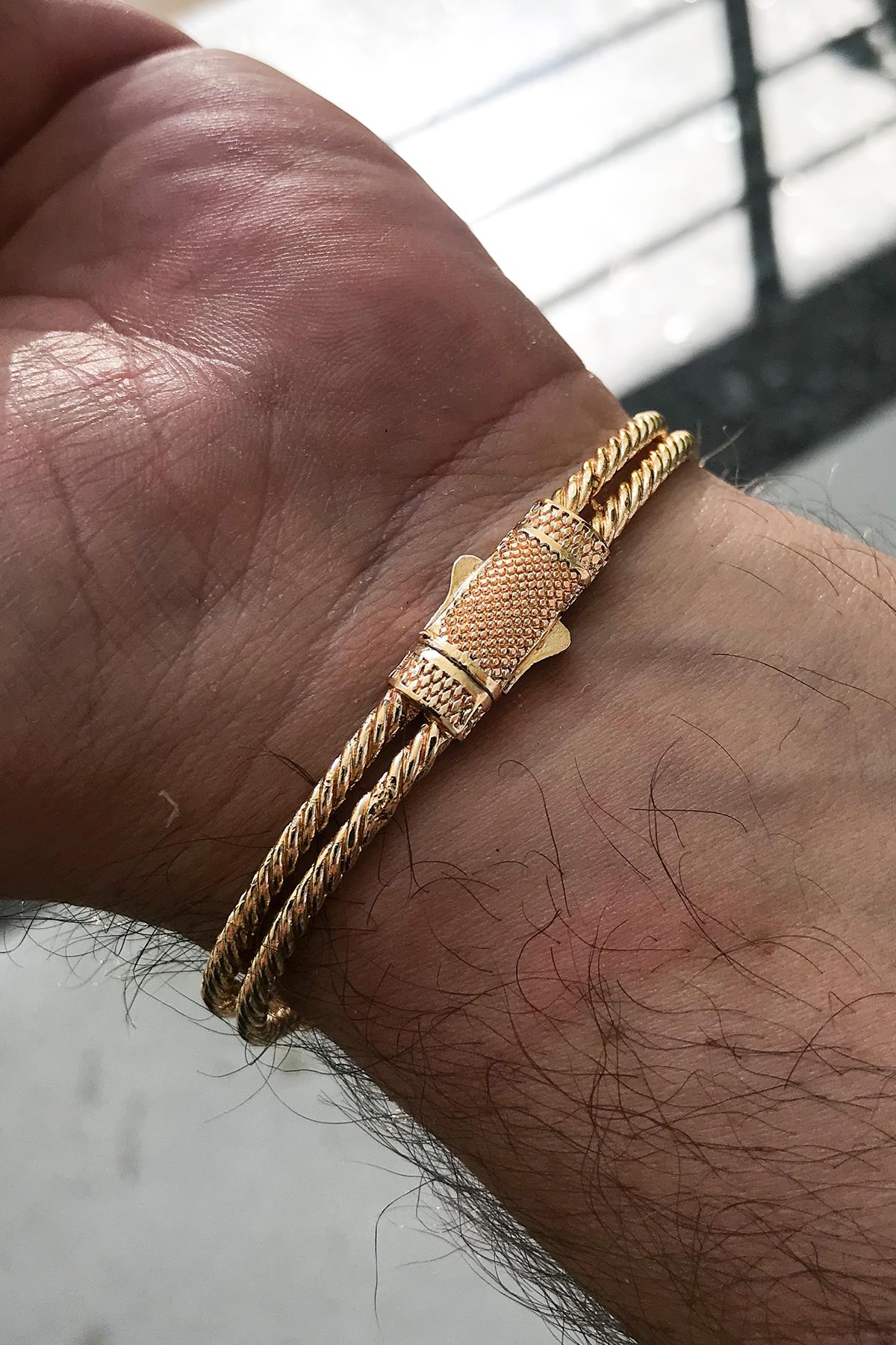 FRNCH Poseidon Figürlü Zirkon Taşlı Gold Renk Handmade Erkek Bileklik FRJ11224-1324-G