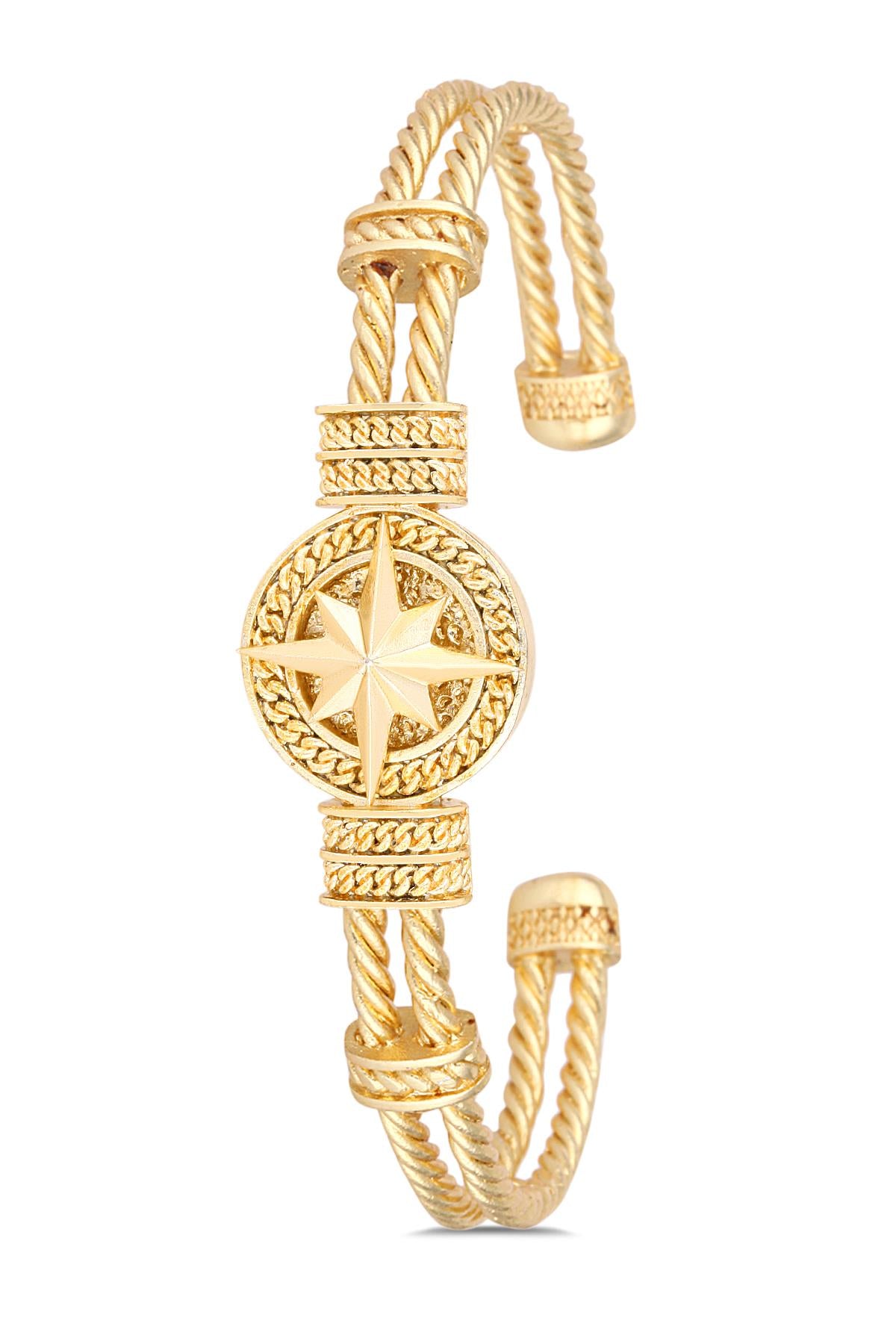 FRNCH Pusula Figürlü Gold Renkli Erkek Bileklik FRJ11275-1375-G