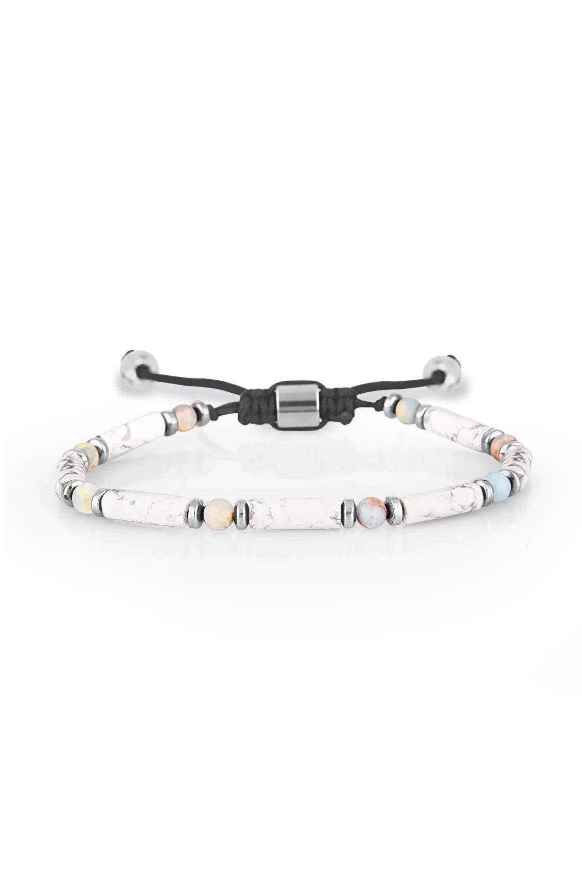 FRNCH Silindir Varisit Doğal Taşlı Beyaz Renk Ayarlanabilir Erkek Bileklik FRJ11264-1364-BE