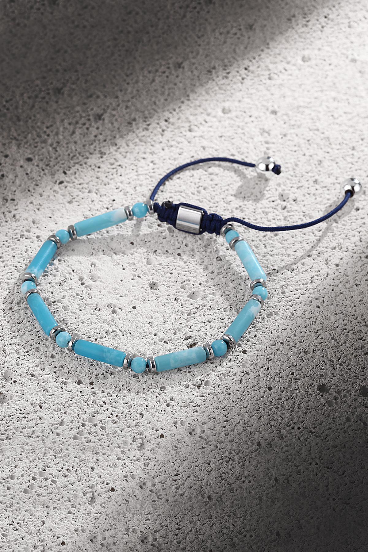 FRNCH Silindir Varisit Doğal Taşlı Mavi Renk Ayarlanabilir Erkek Bileklik FRJ11264-1364-M