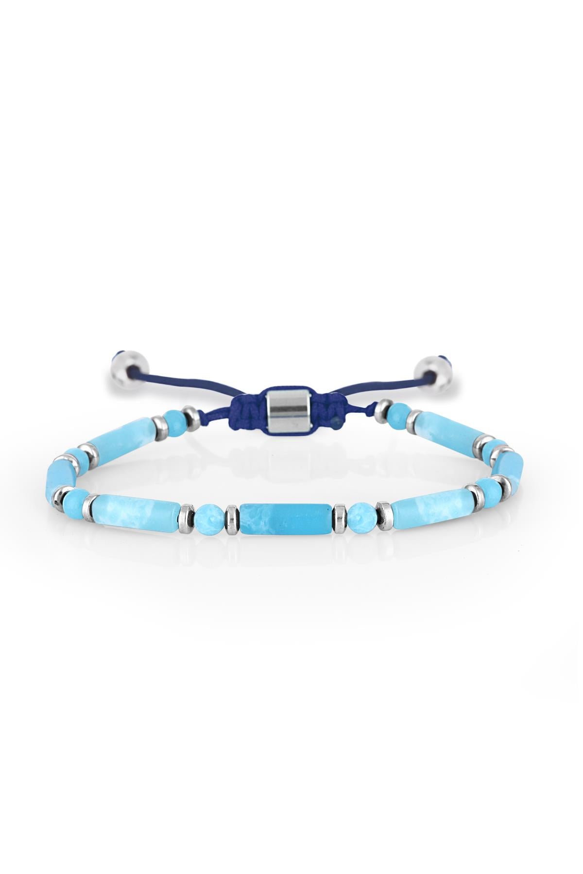 FRNCH Silindir Varisit Doğal Taşlı Mavi Renk Ayarlanabilir Erkek Bileklik FRJ11264-1364-M