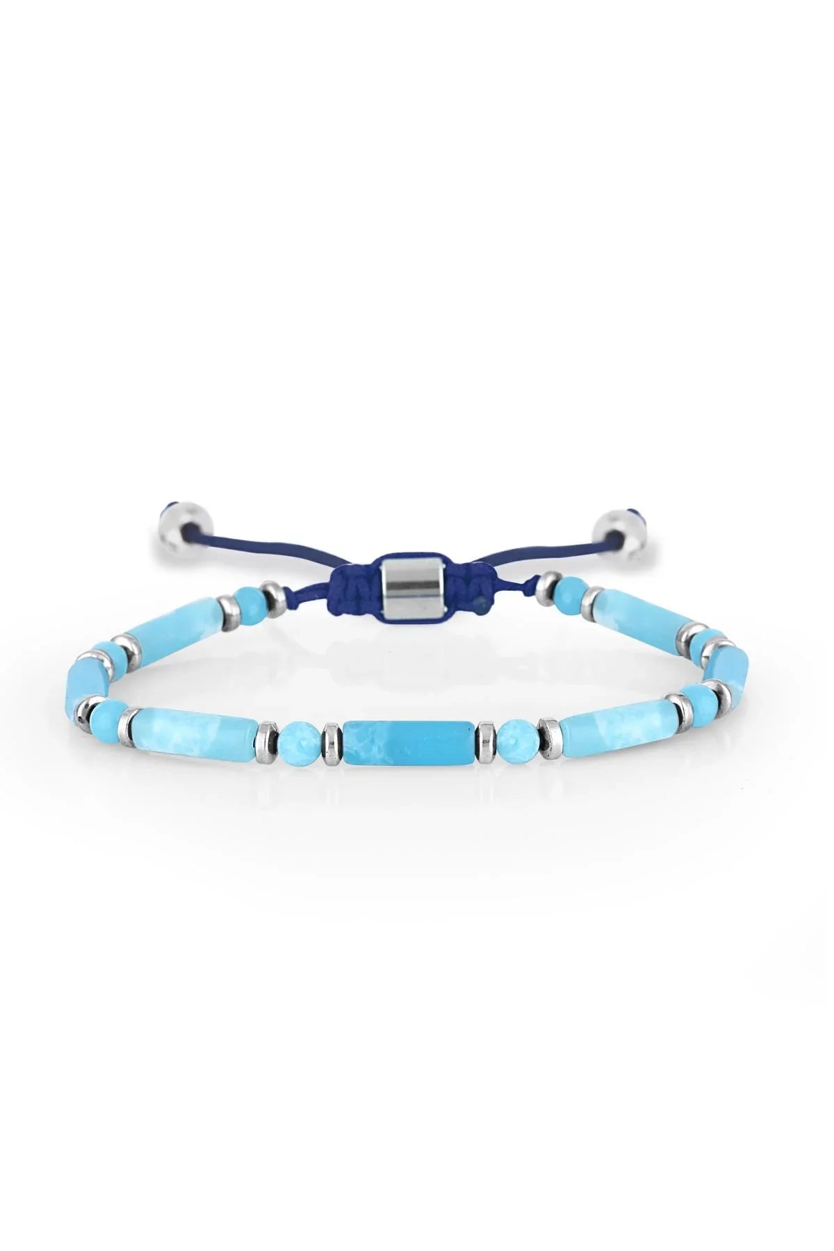 FRNCH Silindir Varisit Doğal Taşlı Mavi Renk Ayarlanabilir Erkek Bileklik FRJ11264-1364-M