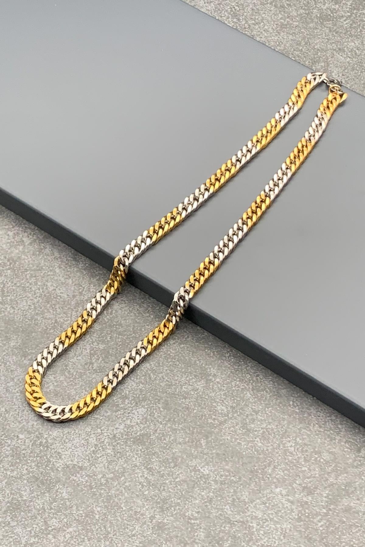 FRNCH Snake Model Gold-Gümüş Renkli Paslanmaz 316L Çelik Erkek Kolye FRJ30456-556-AG