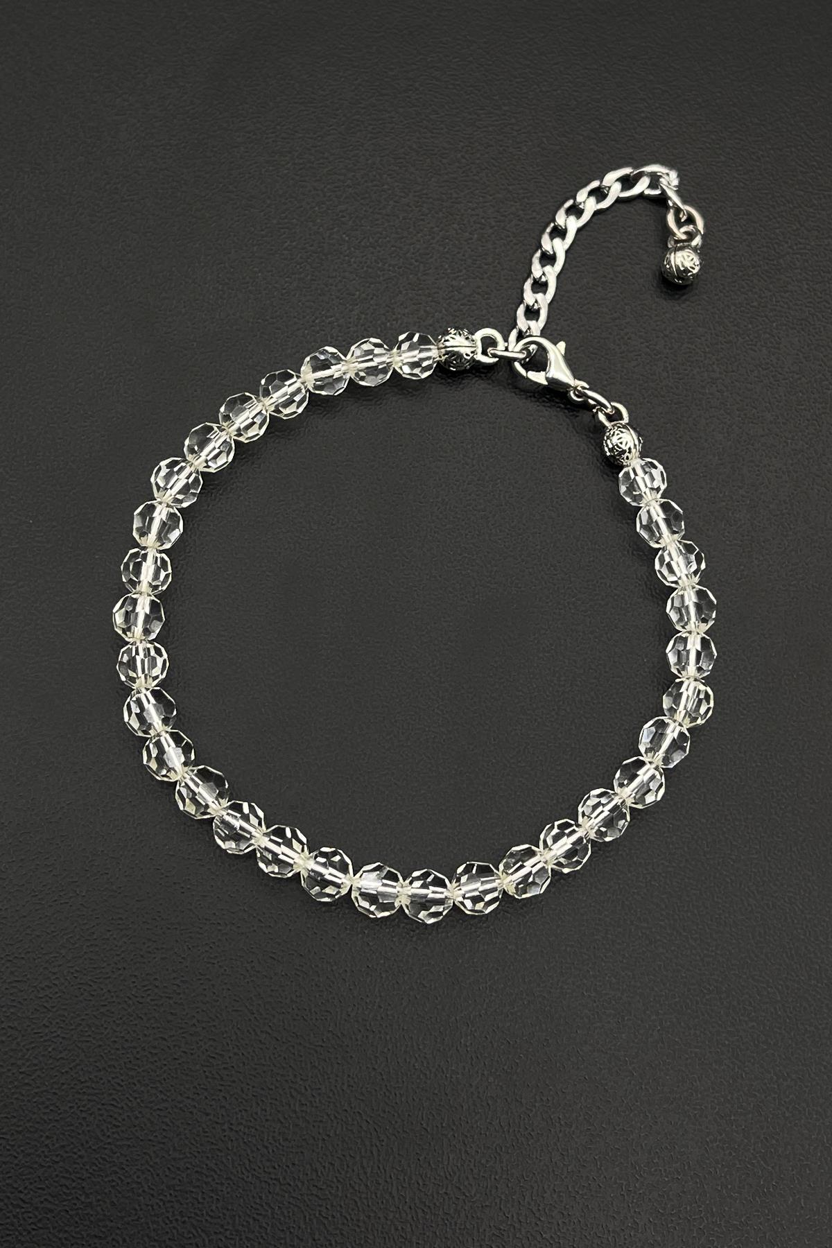 FRNCH Swarovski Taşlı Beyaz Renkli Ayarlanabilir Erkek Bileklik FRJ11811-1911-B