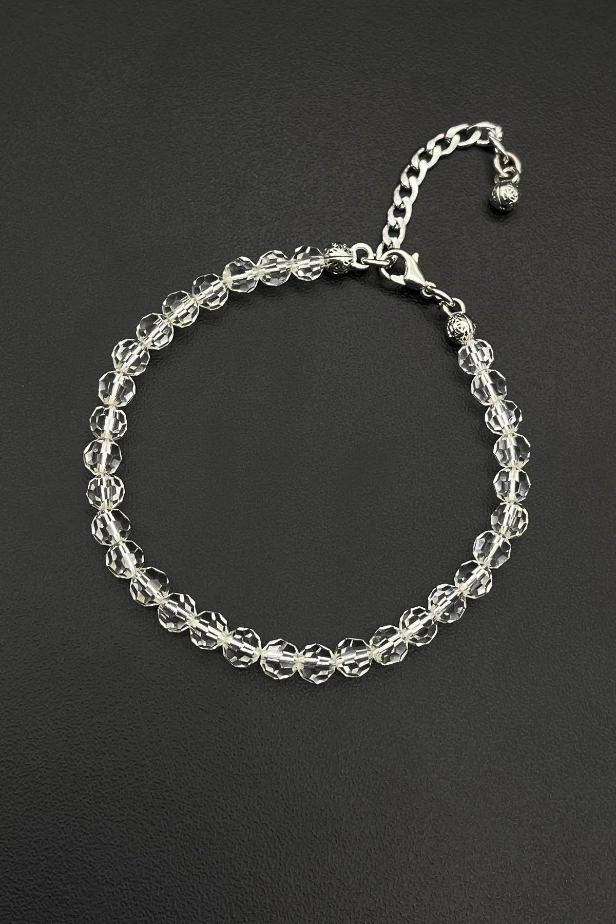 FRNCH Swarovski Taşlı Beyaz Renkli Ayarlanabilir Erkek Bileklik FRJ11811-1911-B