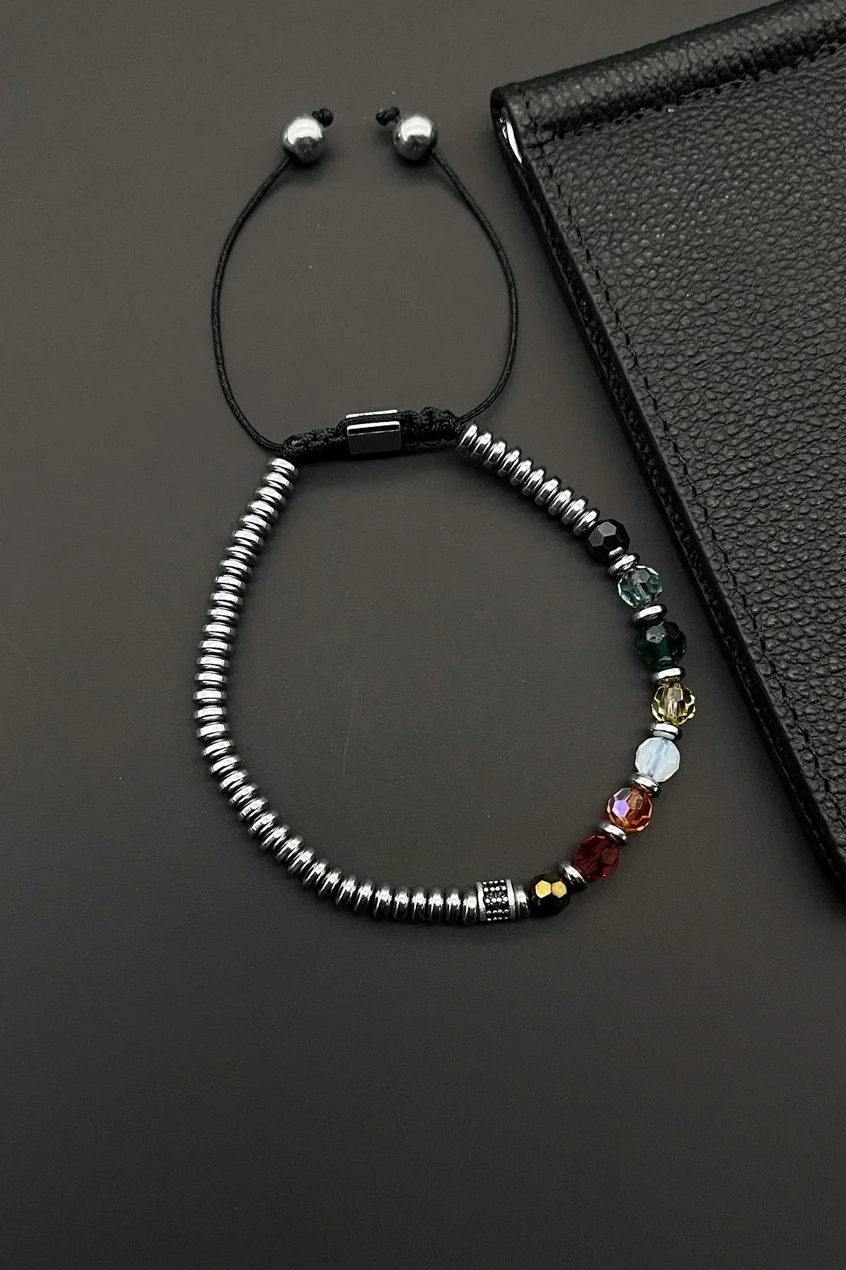 FRNCH Swarovski Taşlı Çok Renkli Ayarlanabilir Makrome Erkek Bileklik FRJ11620-1720-CK