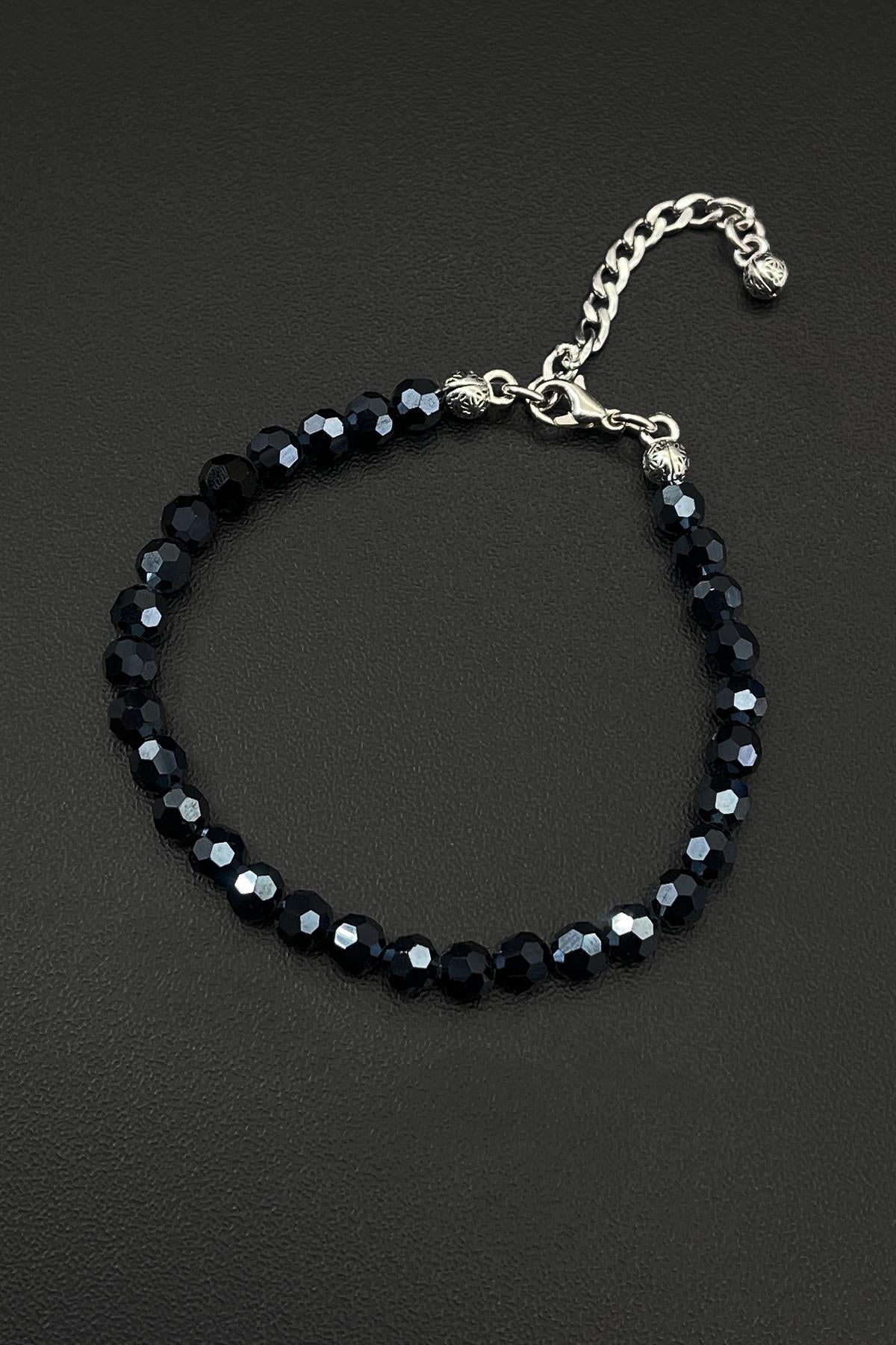 FRNCH Swarovski Taşlı Füme Renkli Ayarlanabilir Erkek Bileklik FRJ11811-1911-F