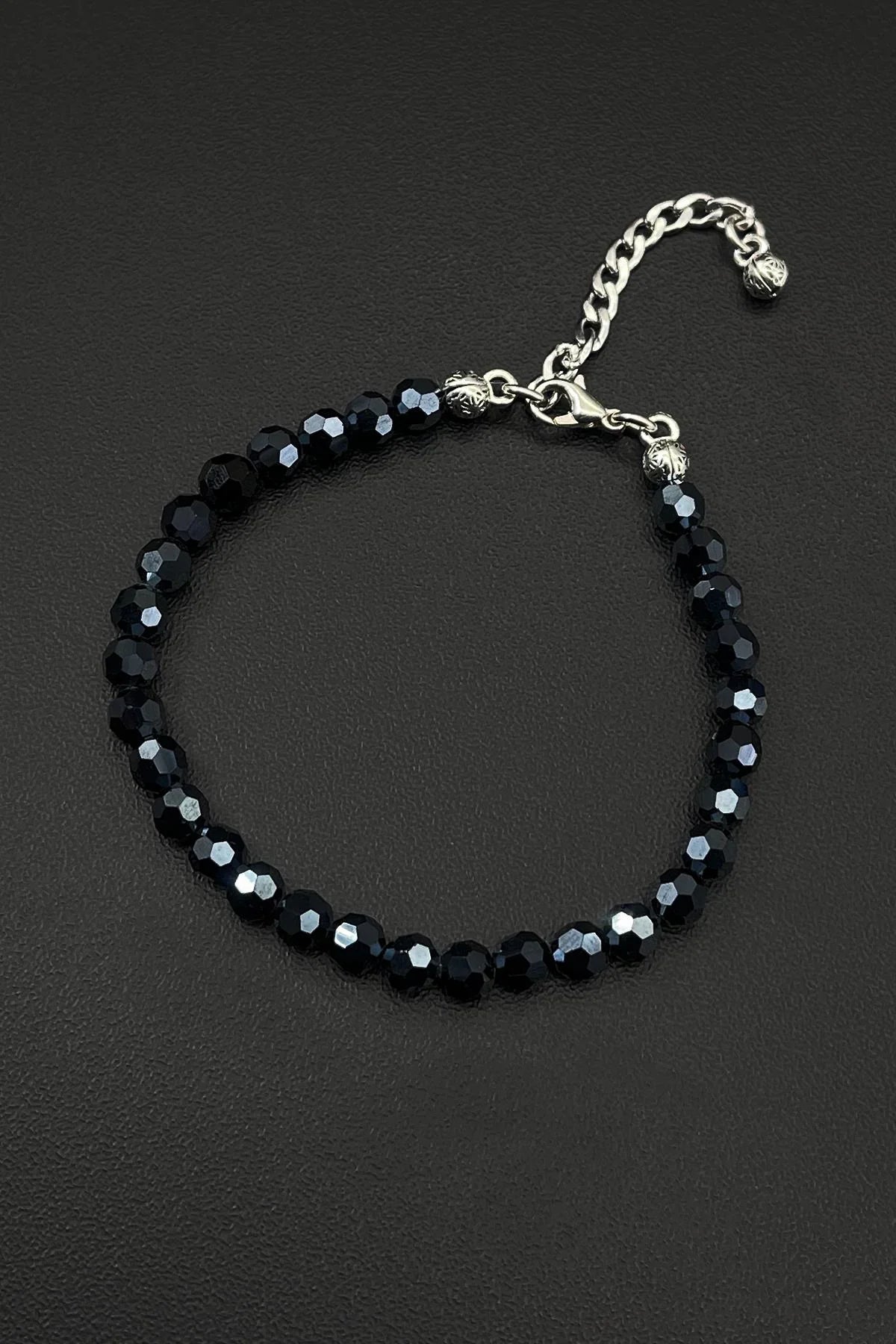FRNCH Swarovski Taşlı Füme Renkli Ayarlanabilir Erkek Bileklik FRJ11811-1911-F