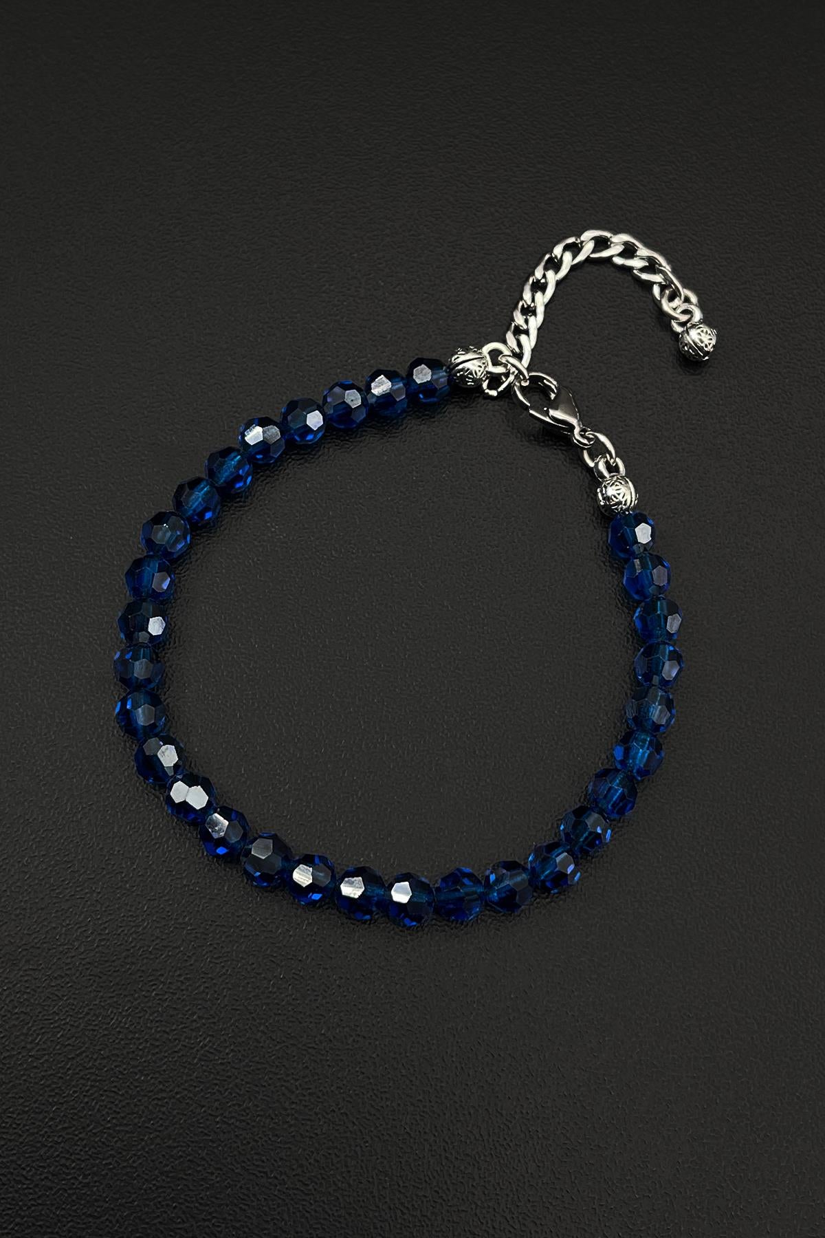 FRNCH Swarovski Taşlı Lacivert Renkli Ayarlanabilir Erkek Bileklik FRJ11811-1911-L