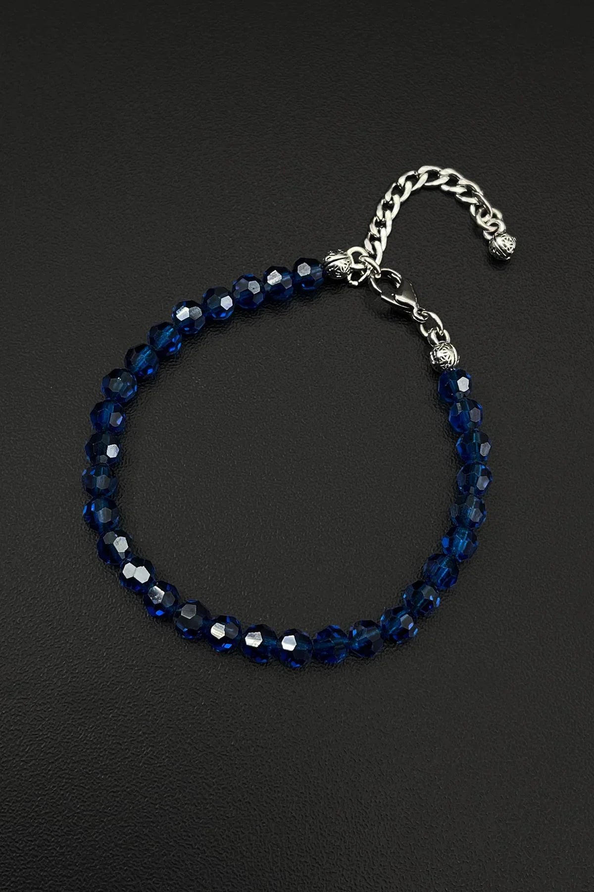FRNCH Swarovski Taşlı Lacivert Renkli Ayarlanabilir Erkek Bileklik FRJ11811-1911-L