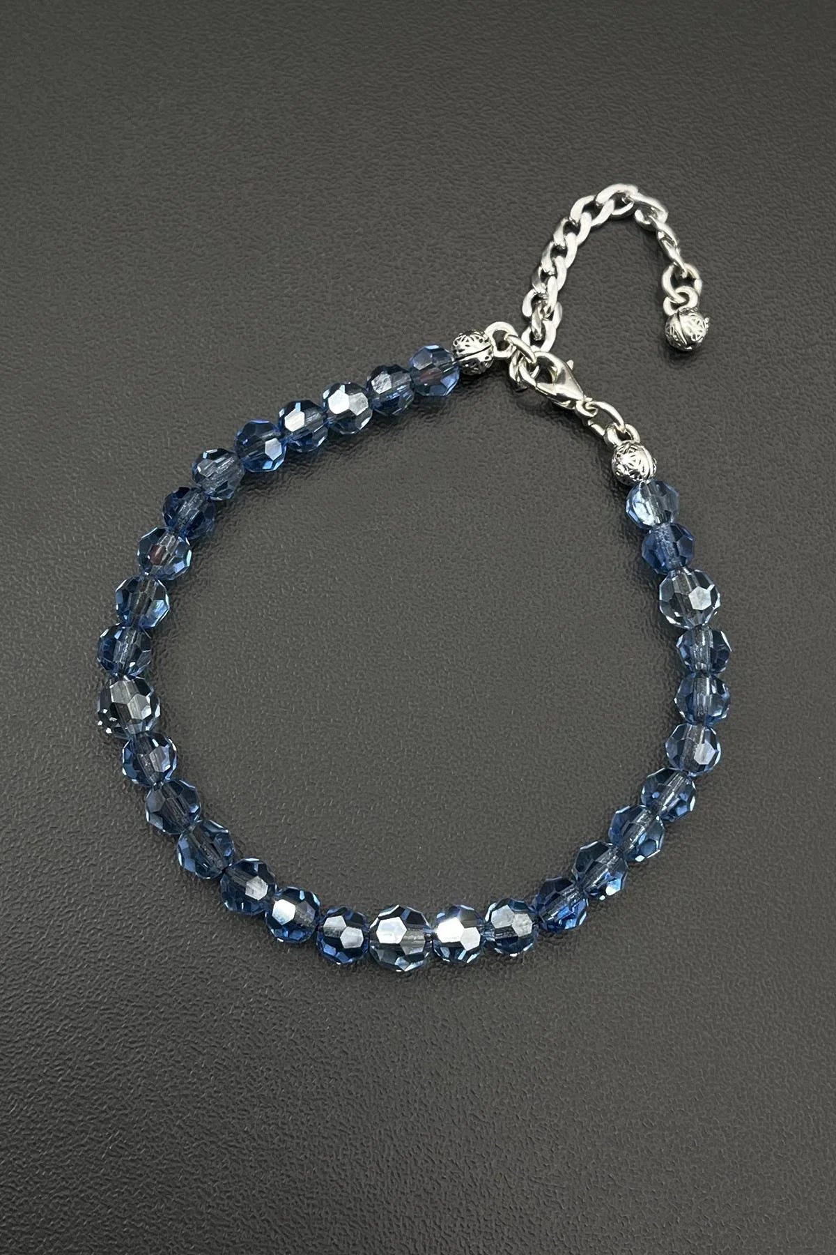 FRNCH Swarovski Taşlı Mavi Renkli Ayarlanabilir Erkek Bileklik FRJ11811-1911-M