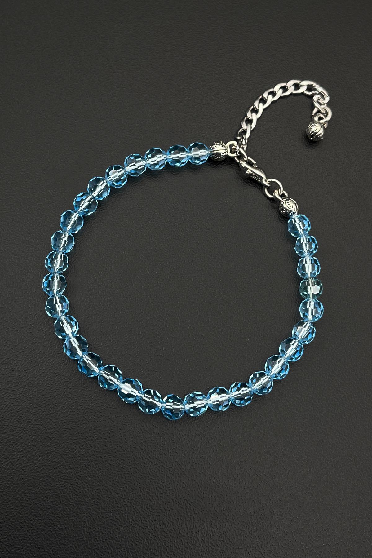 FRNCH Swarovski Taşlı Mavi Renkli Ayarlanabilir Erkek Bileklik FRJ11811-1911-M2