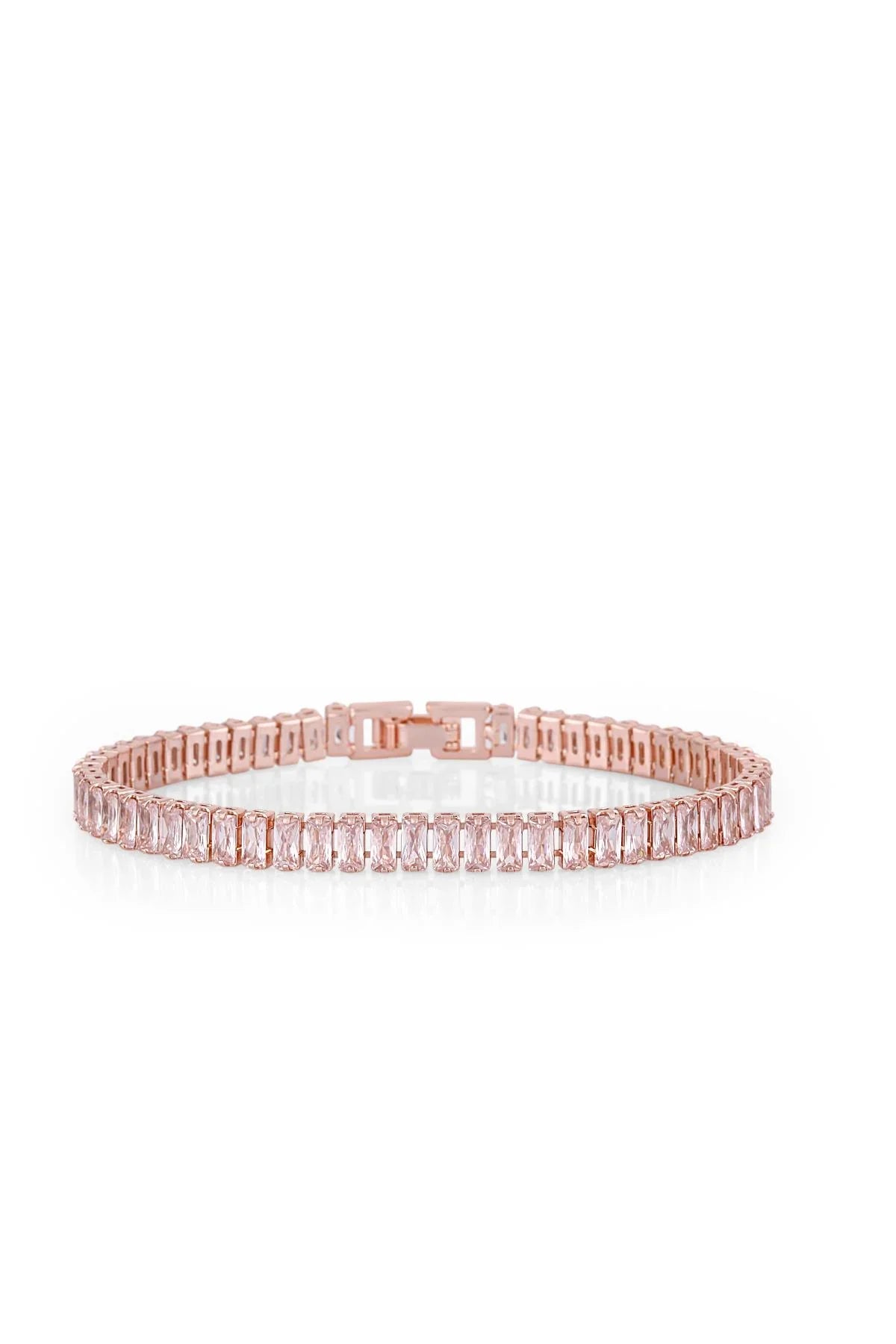 FRNCH Tam Tur Sıralı Baget Taşlı Rose Renk Kadın Bileklik FRJ11158-1258-C