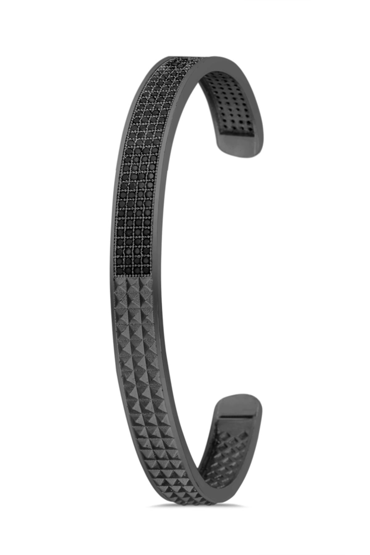 FRNCH Üçgen Model Zirkon Taşlı Füme Renkli Handmade Erkek Bileklik FRJ11299-1399-B