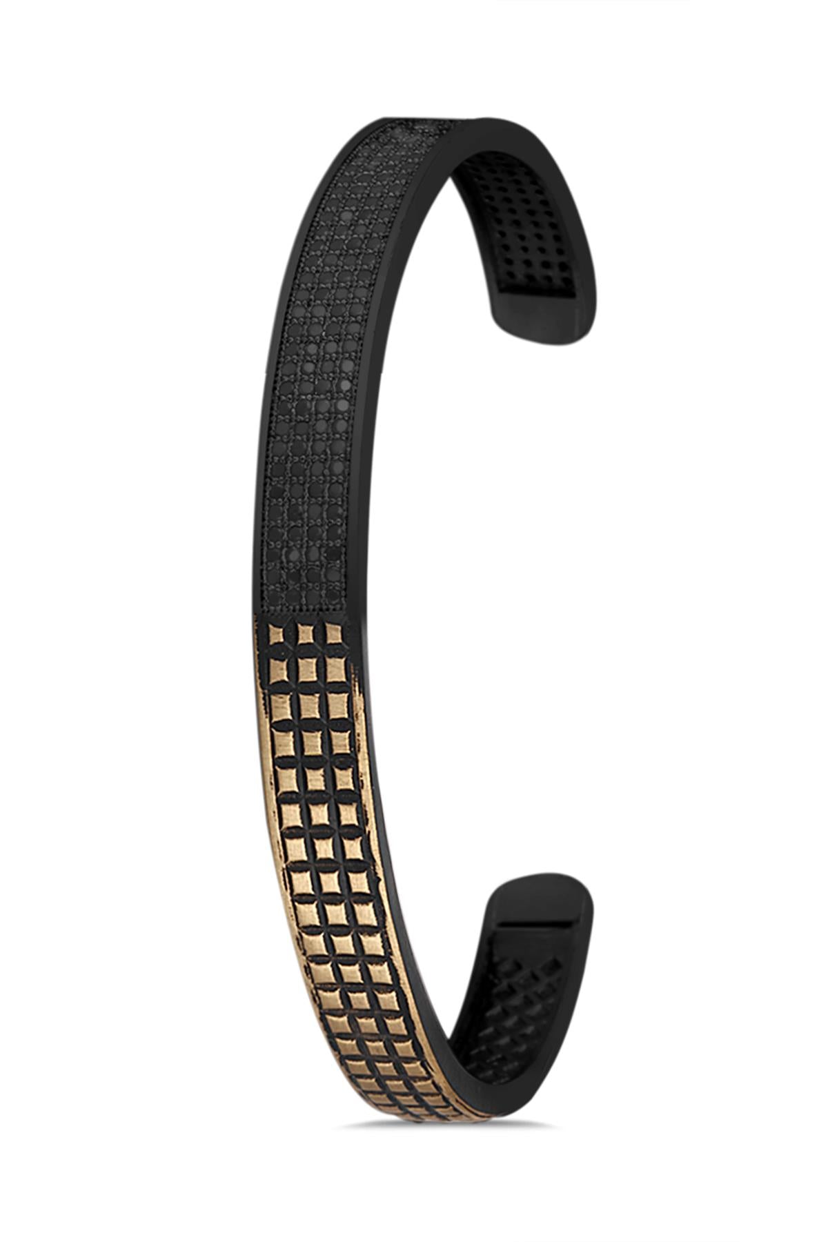 FRNCH Üçgen Model Zirkon Taşlı Mat Eskitme Renkli Handmade Erkek Bileklik FRJ11299-1399-B3