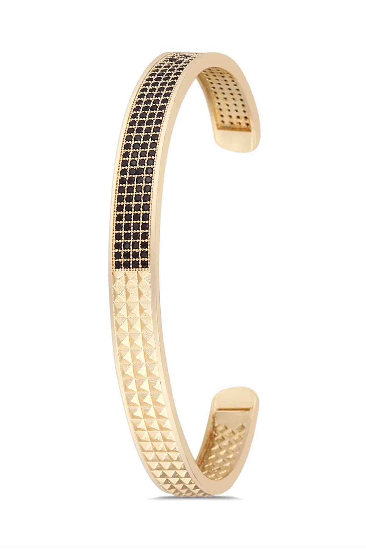 FRNCH Üçgen Model Zirkon Taşlı Mat Gold Renkli Handmade Erkek Bileklik FRJ11299-1399-G