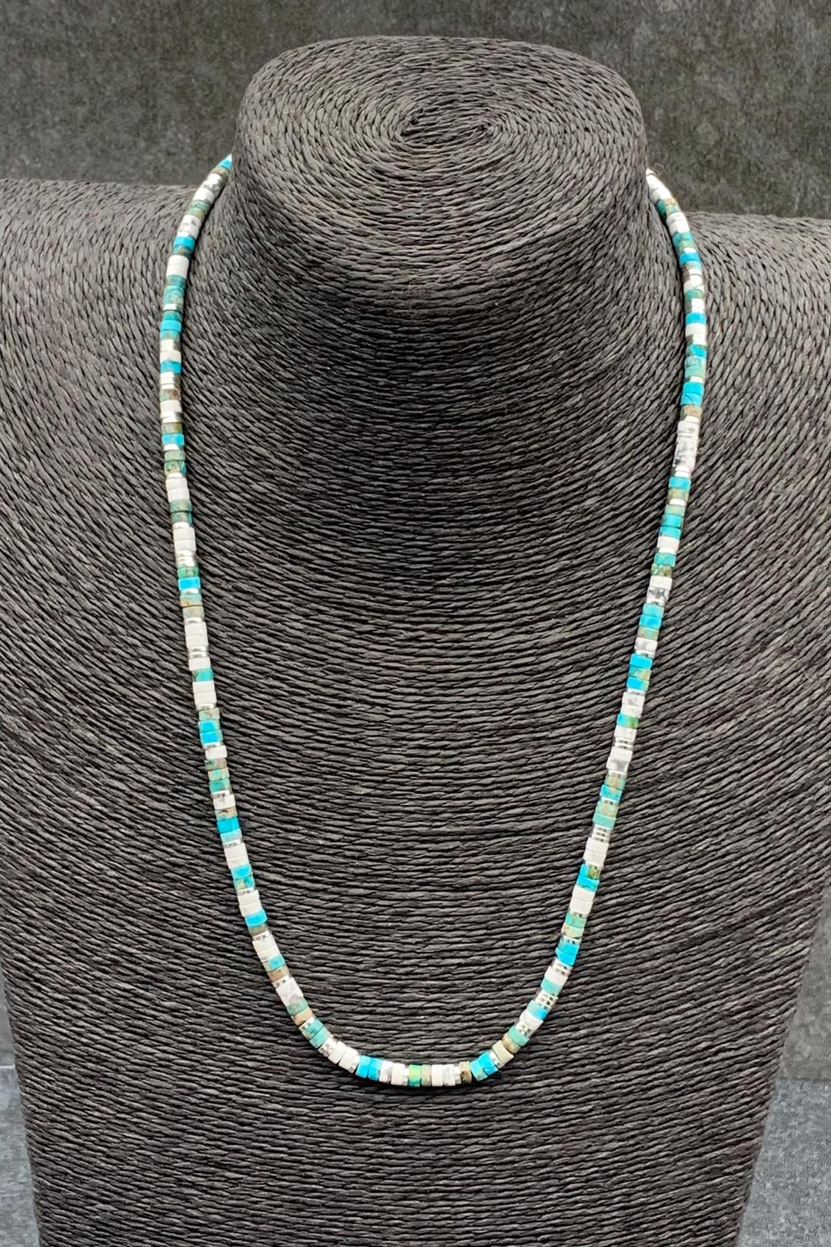 FRNCH Varisit Doğal Taşlı Mavi-Beyaz Renkli 55 Cm Tasma Erkek Kolye FRJ30453-553-M