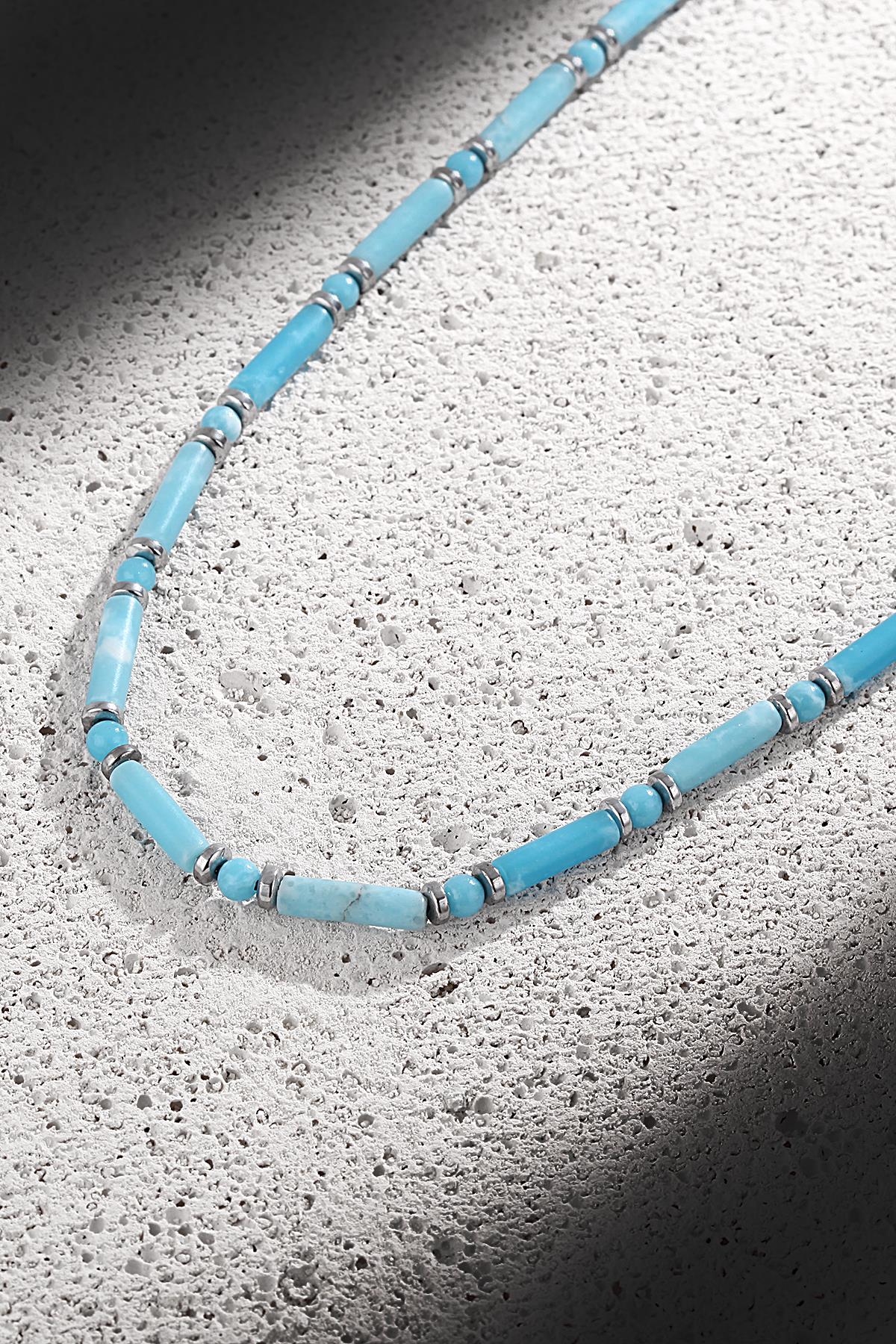 FRNCH Varisit Doğal Taşlı Mavi Renkli Erkek Kolye FRJ30442-542-M