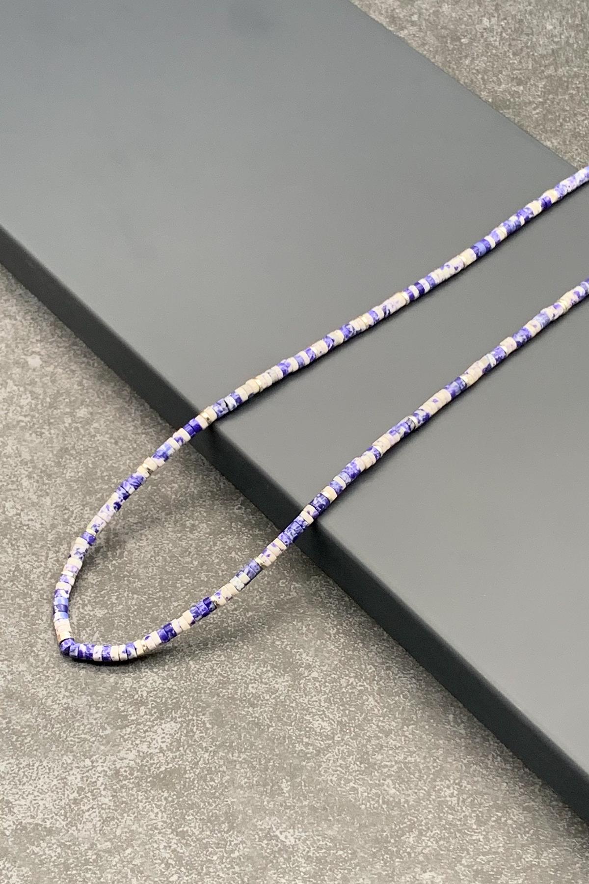 FRNCH Varisit Doğal Taşlı Mavi Renkli Erkek Kolye FRJ30476-576-M