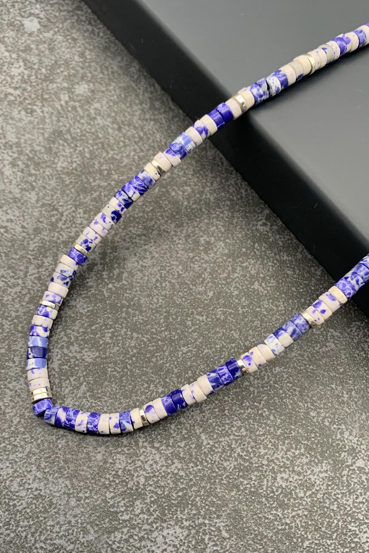 FRNCH Varisit Doğal Taşlı Mavi Renkli Erkek Kolye FRJ30476-576-M