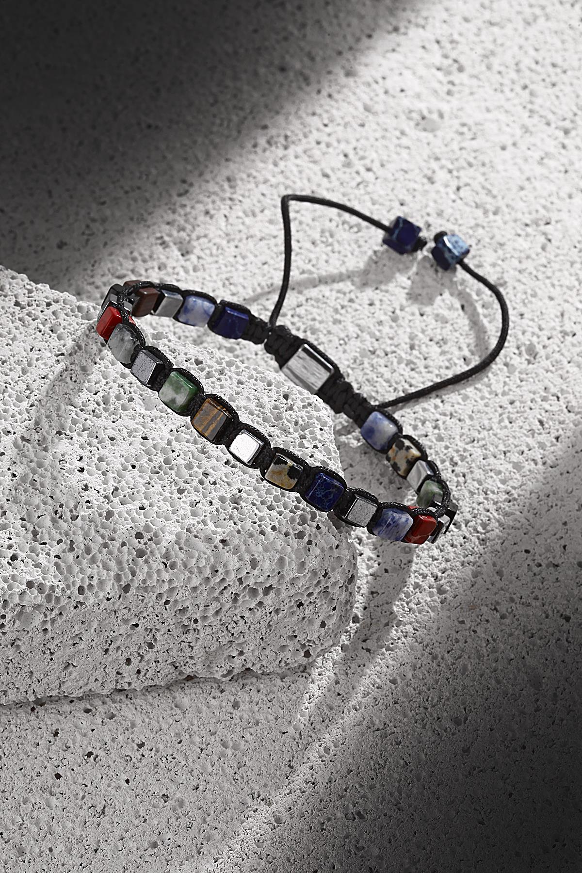 FRNCH Varisit Taşlı Çok Renkli Ayarlanabilir Makrome Erkek Bileklik FRJ11315-1415-CK