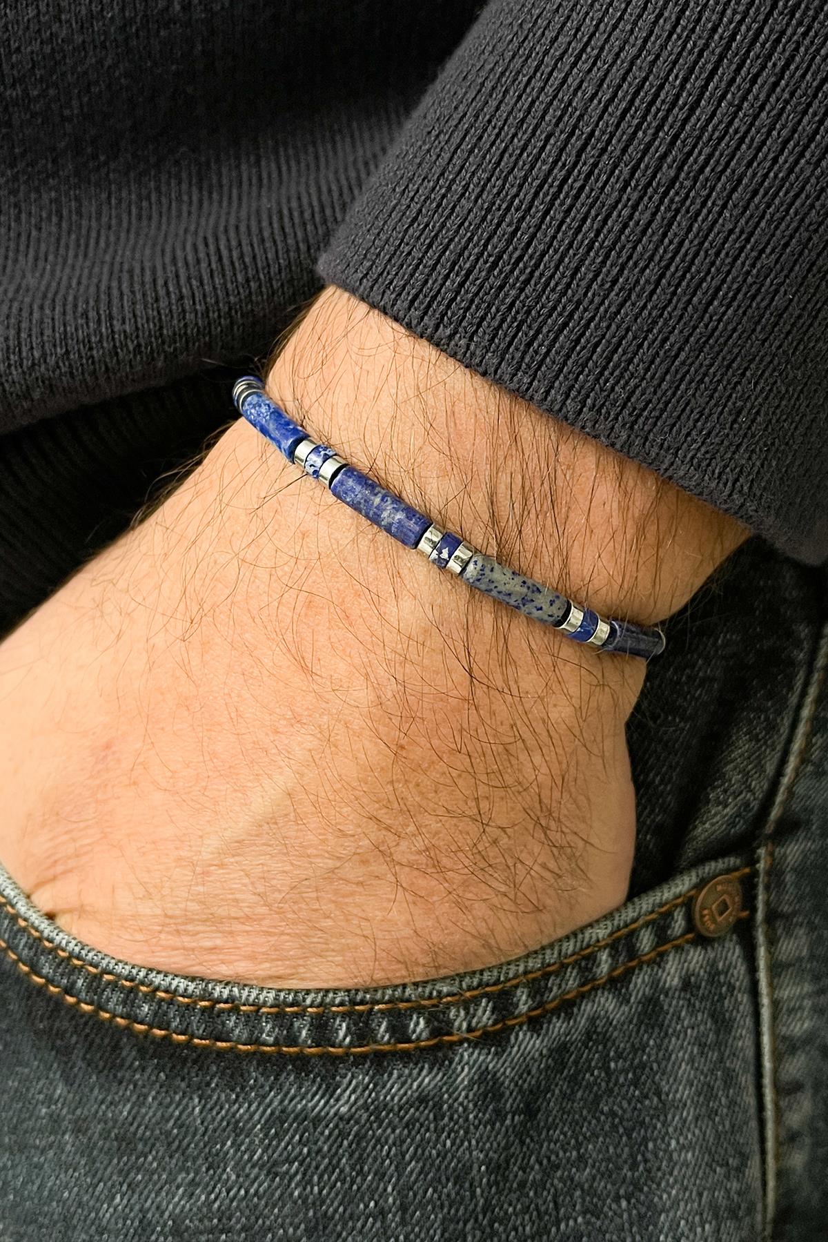 FRNCH Varisit Taşlı Lacivert Renkli Ayarlanabilir Makrome Erkek Bileklik FRJ11310-1410-L