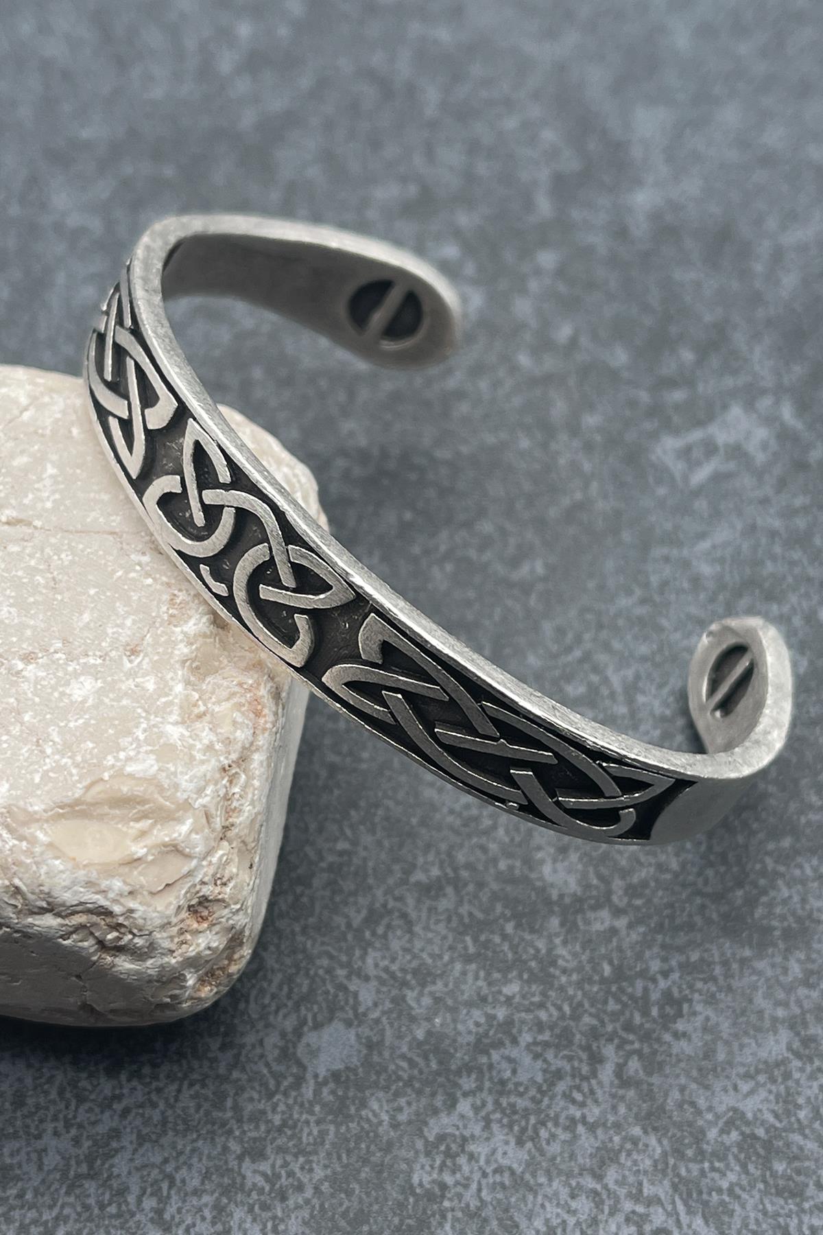FRNCH Viking Desenli Antik Gümüş Renkli Erkek Bileklik FRJ11430-1530-A2