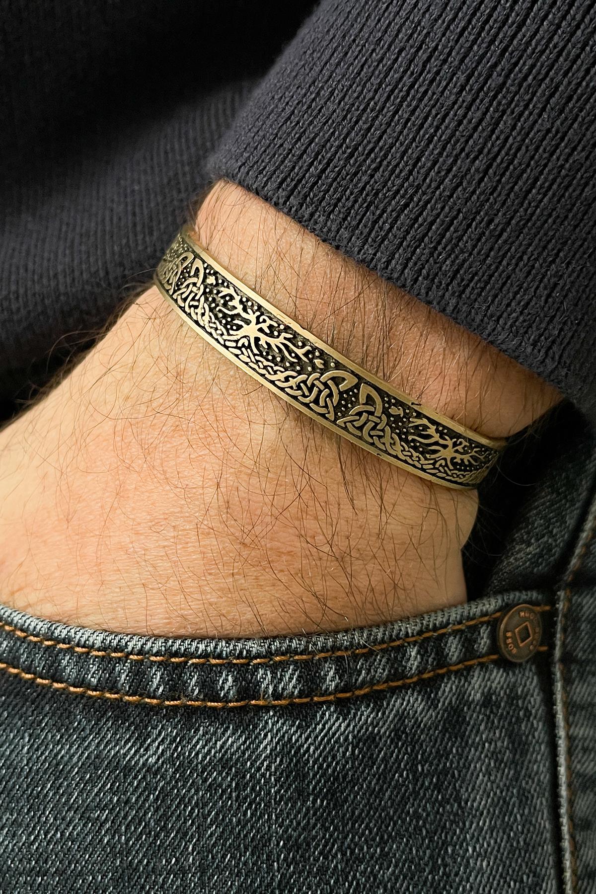 FRNCH Viking Desenli Eskitme Renkli Erkek Bileklik FRJ11334-1434-B3