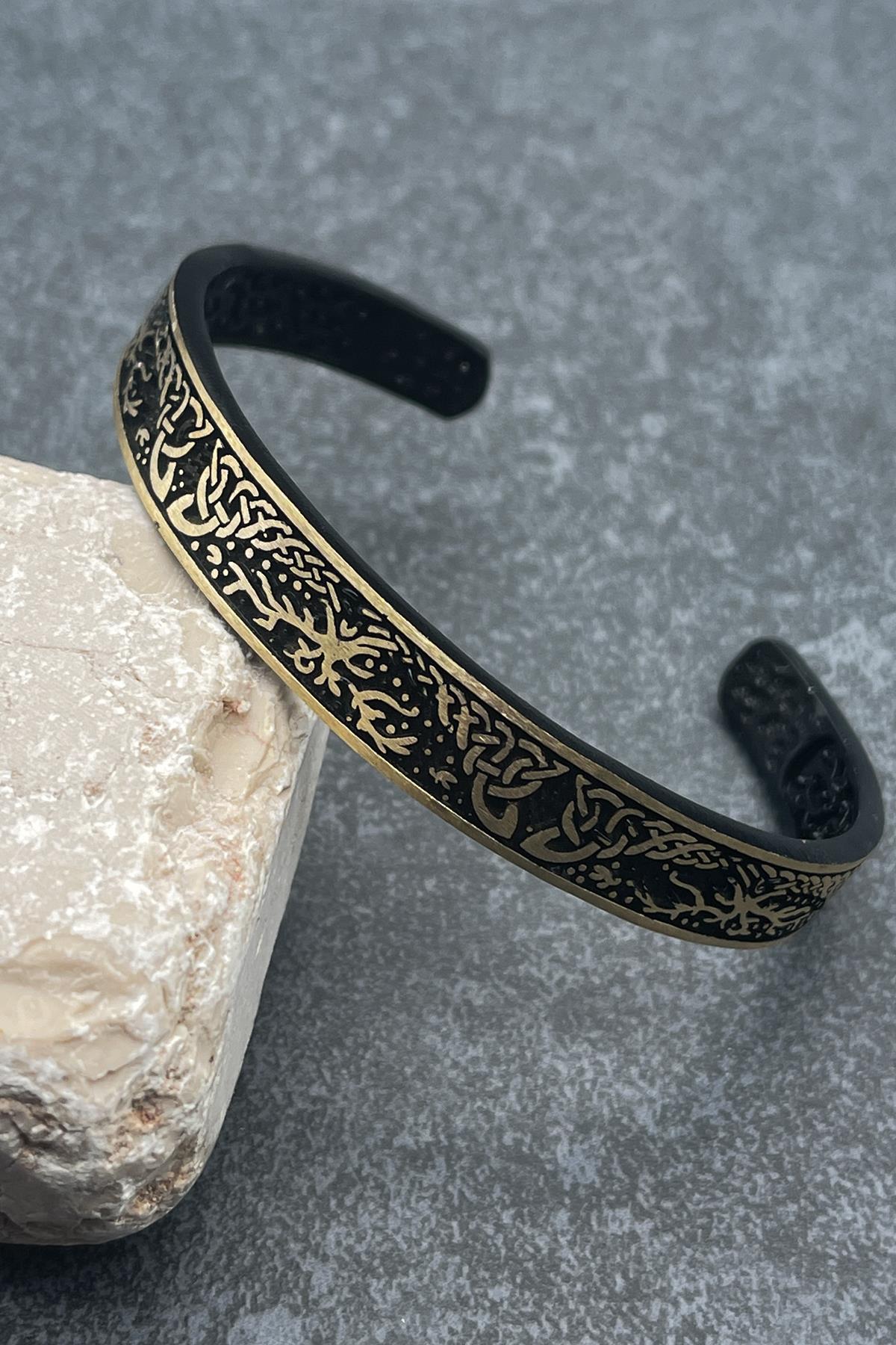 FRNCH Viking Desenli Eskitme Renkli Erkek Bileklik FRJ11427-1527-B3