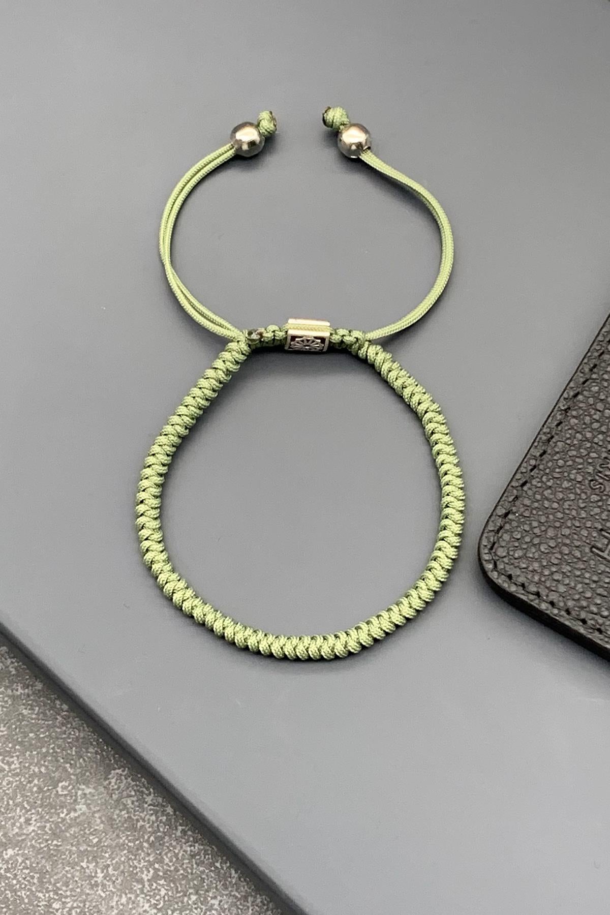 FRNCH Yılan Örme Model Haki Renkli Ayarlanabilir Makrome Erkek Bileklik FRJ11583-1683-H