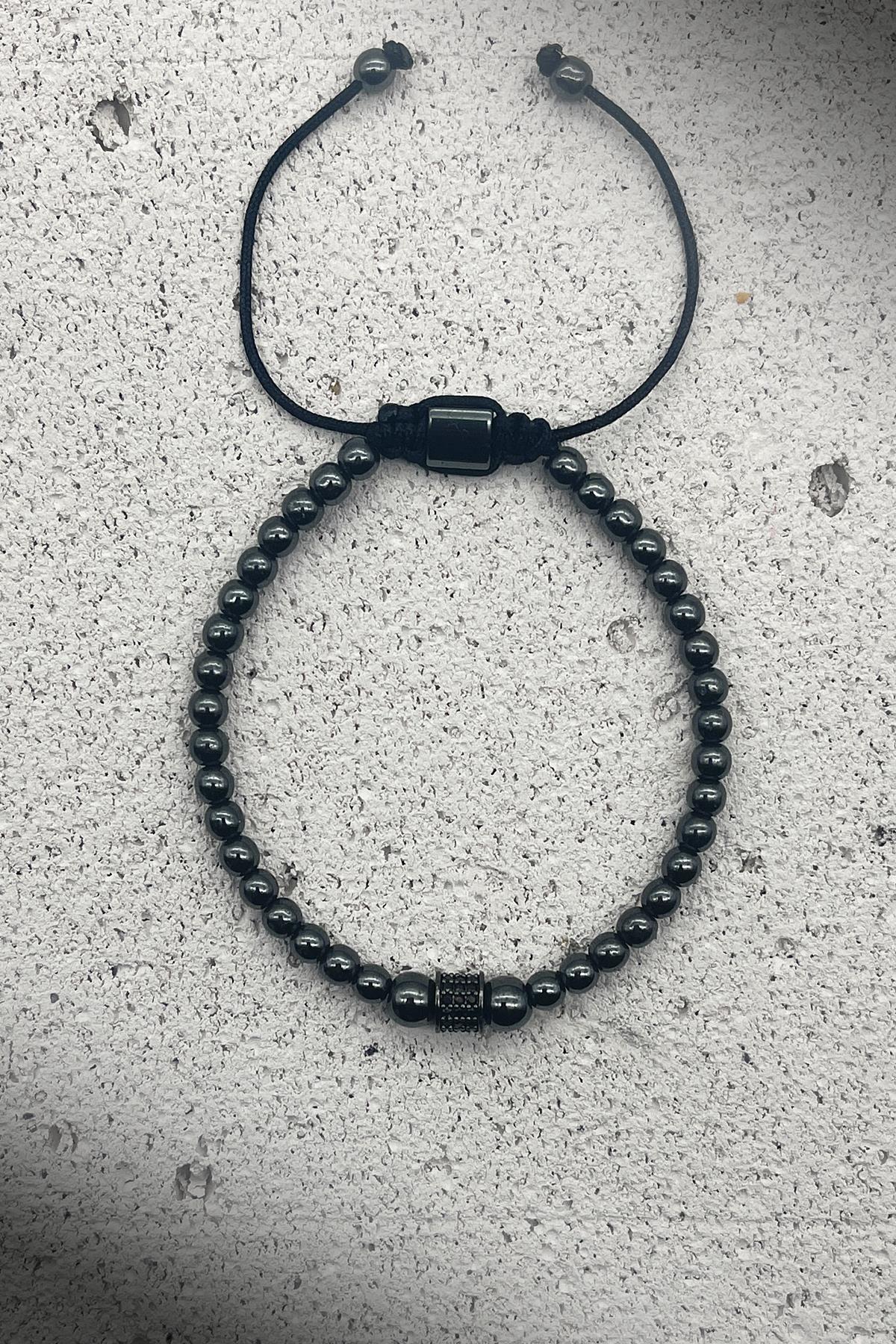 FRNCH Zirkon Taşlı Füme Renkli Ayarlanabilir Makrome Erkek Bileklik FRJ11397-1497-B