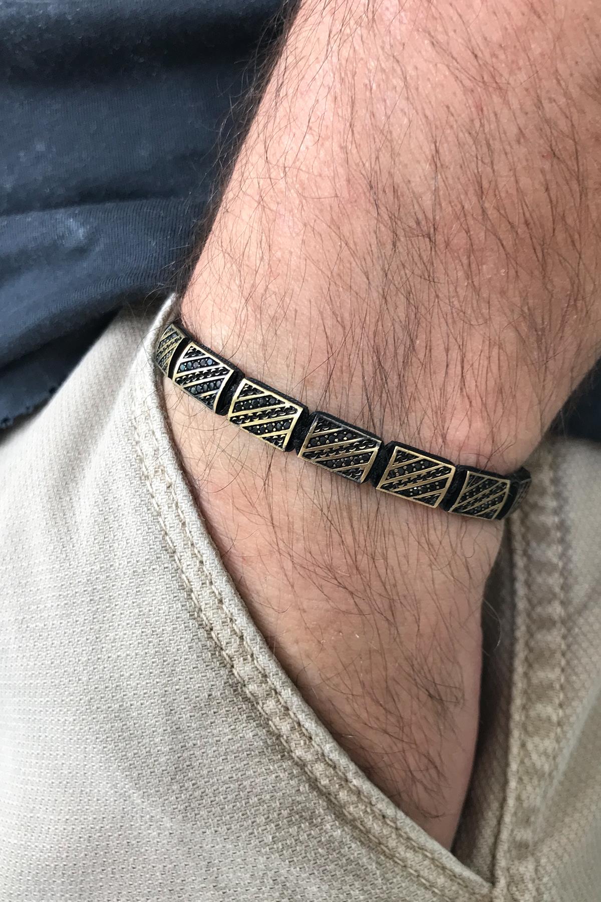 FRNCH Zirkon Taşlı Handmade Makrome Erkek Bileklik FRJ11091-1191-B3