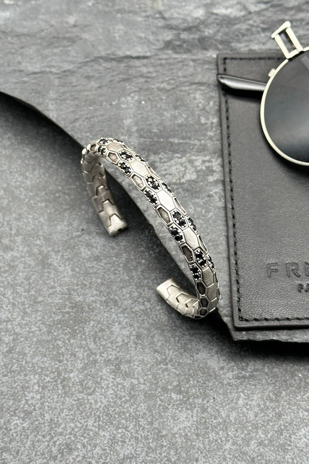 FRNCH Zirkon Taşlı İtalyan Model Gümüş Renkli Erkek Bileklik FRJ11826-1926-A