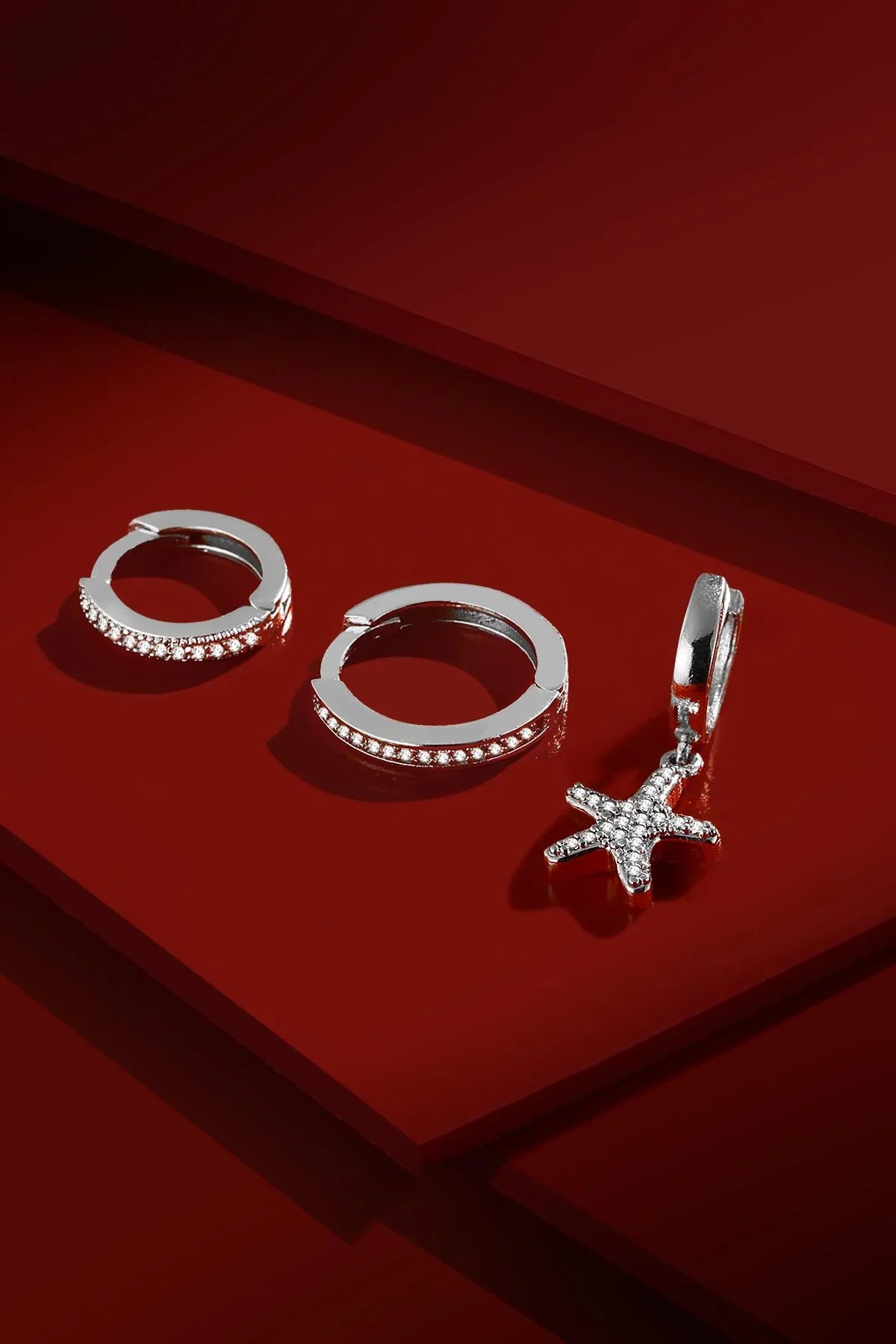 FRNCH Zirkon Taşlı Motifli ve Halka Kadın Küpe FRJ50009-109-A