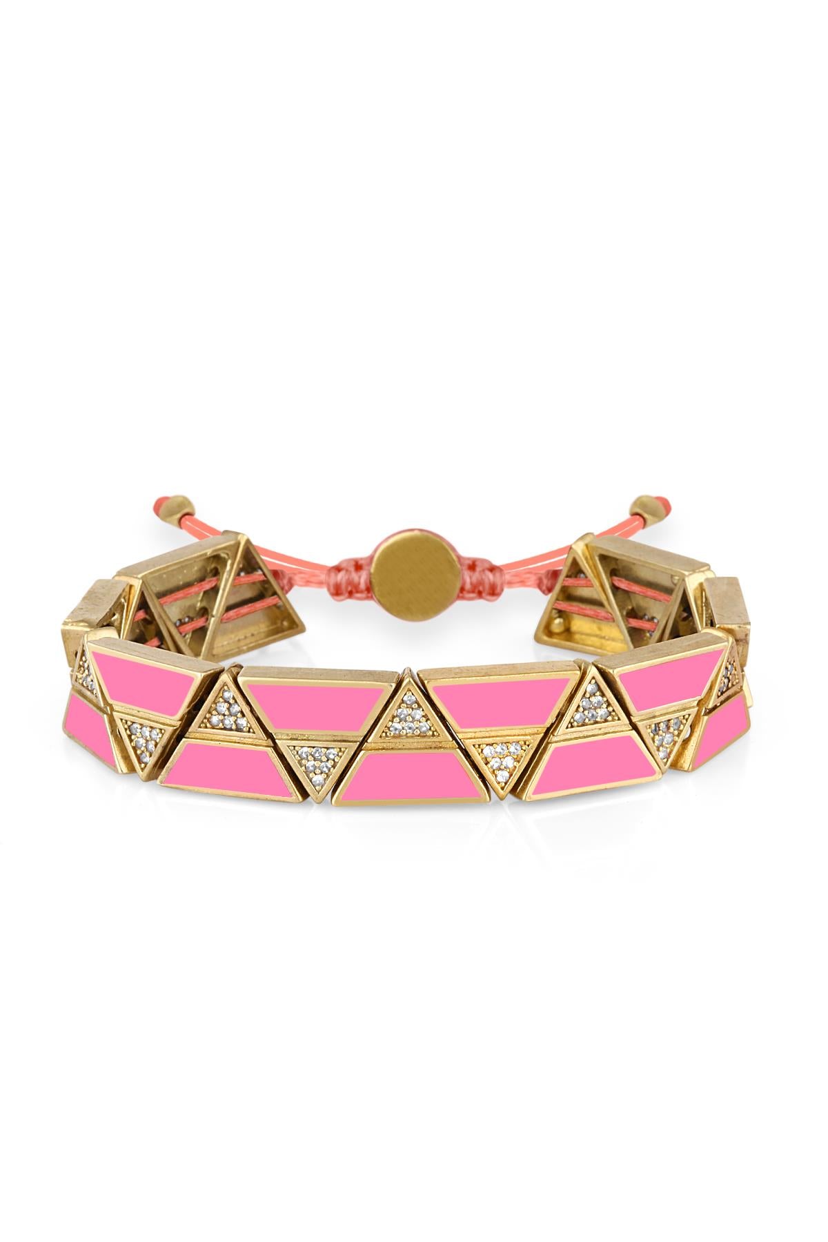 Gold Zigzag Pink Bileklik BLZGZG09