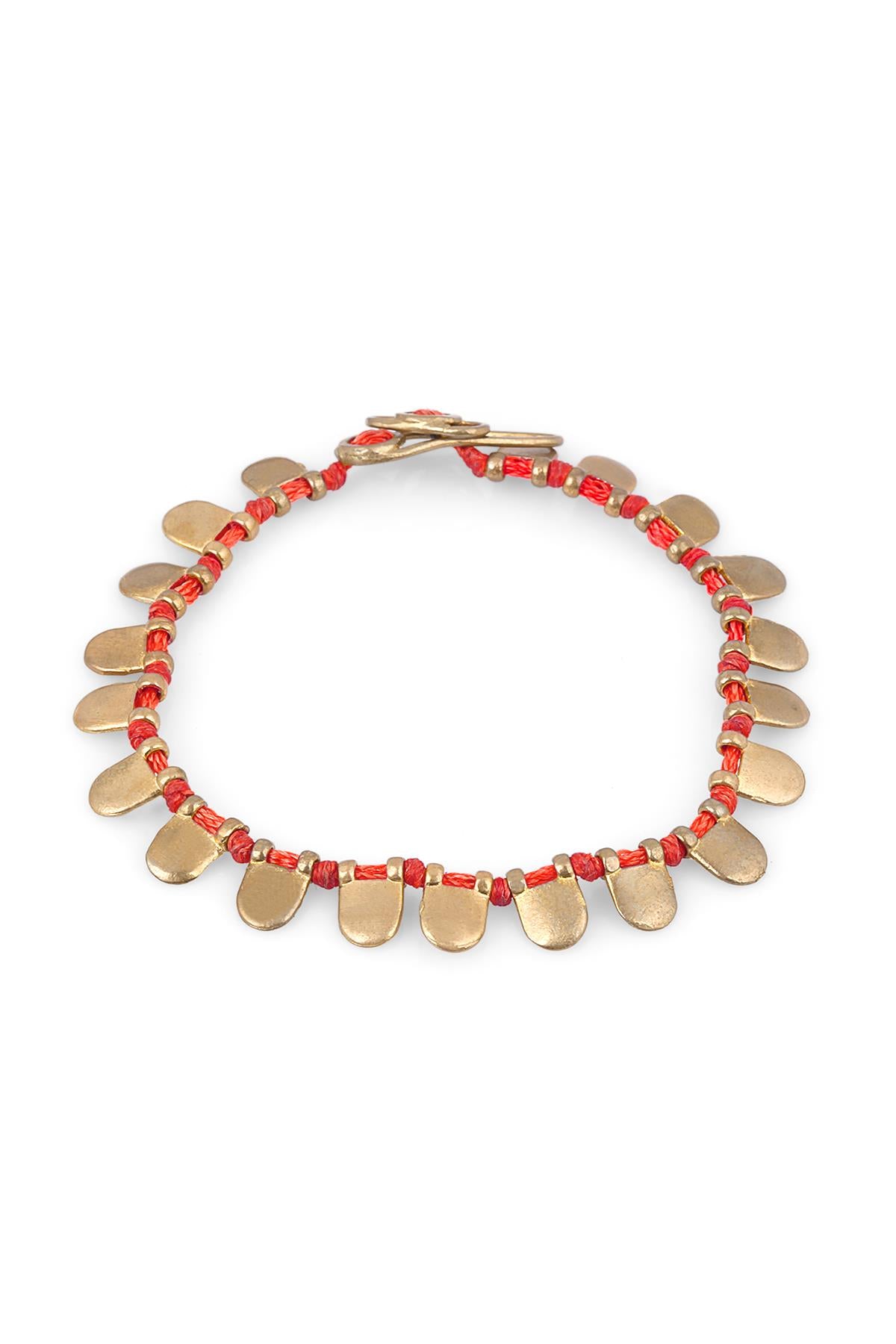 Kırmızı İp Örme Damla Bileklik BLDMLA02