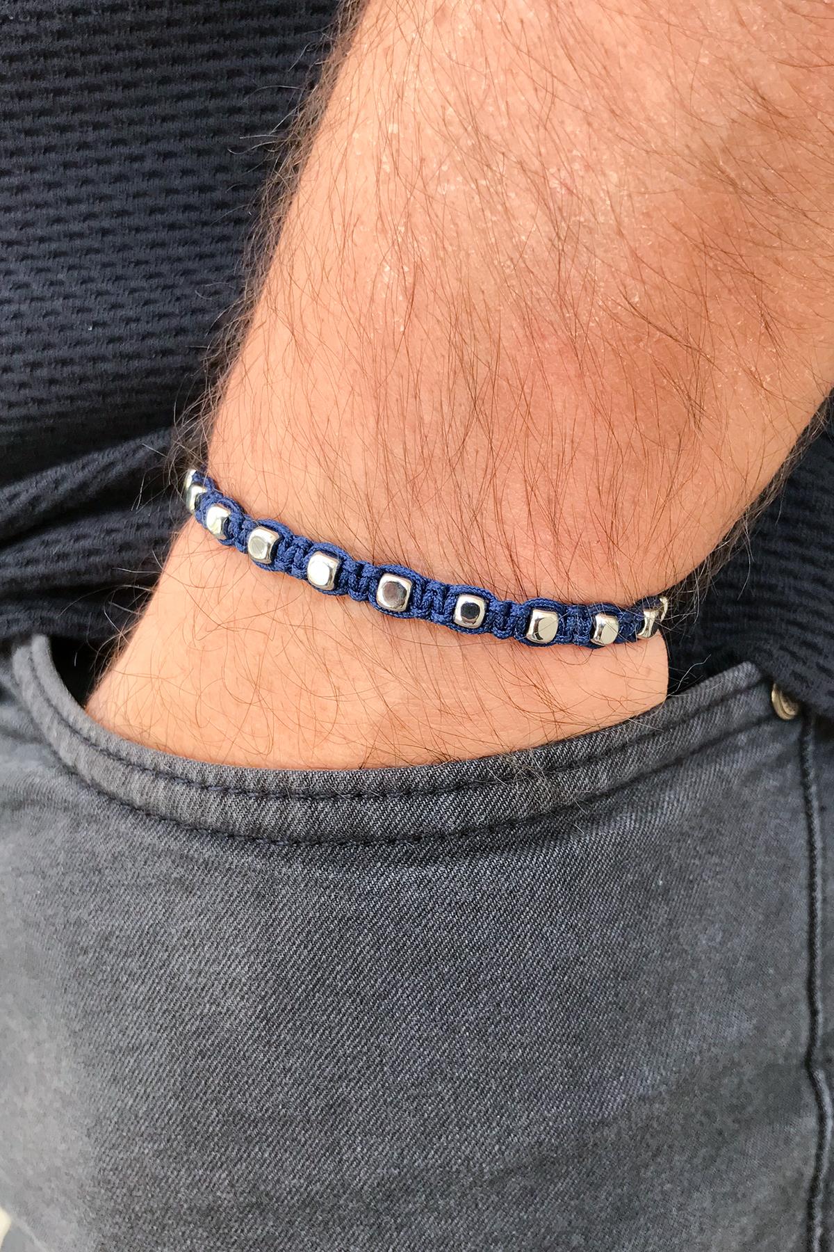 NOON Kare Model Lacivert Renkli Ayarlanabilir Makrome Erkek Bileklik NN1468