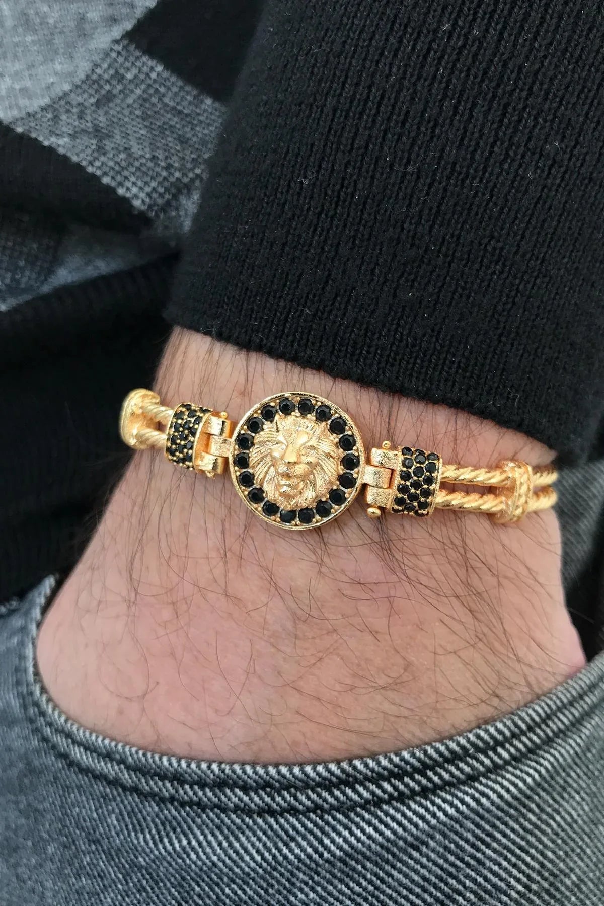 FRNCH TMJ11140-1240-G Aslan Figürlü Zirkon Bileklik