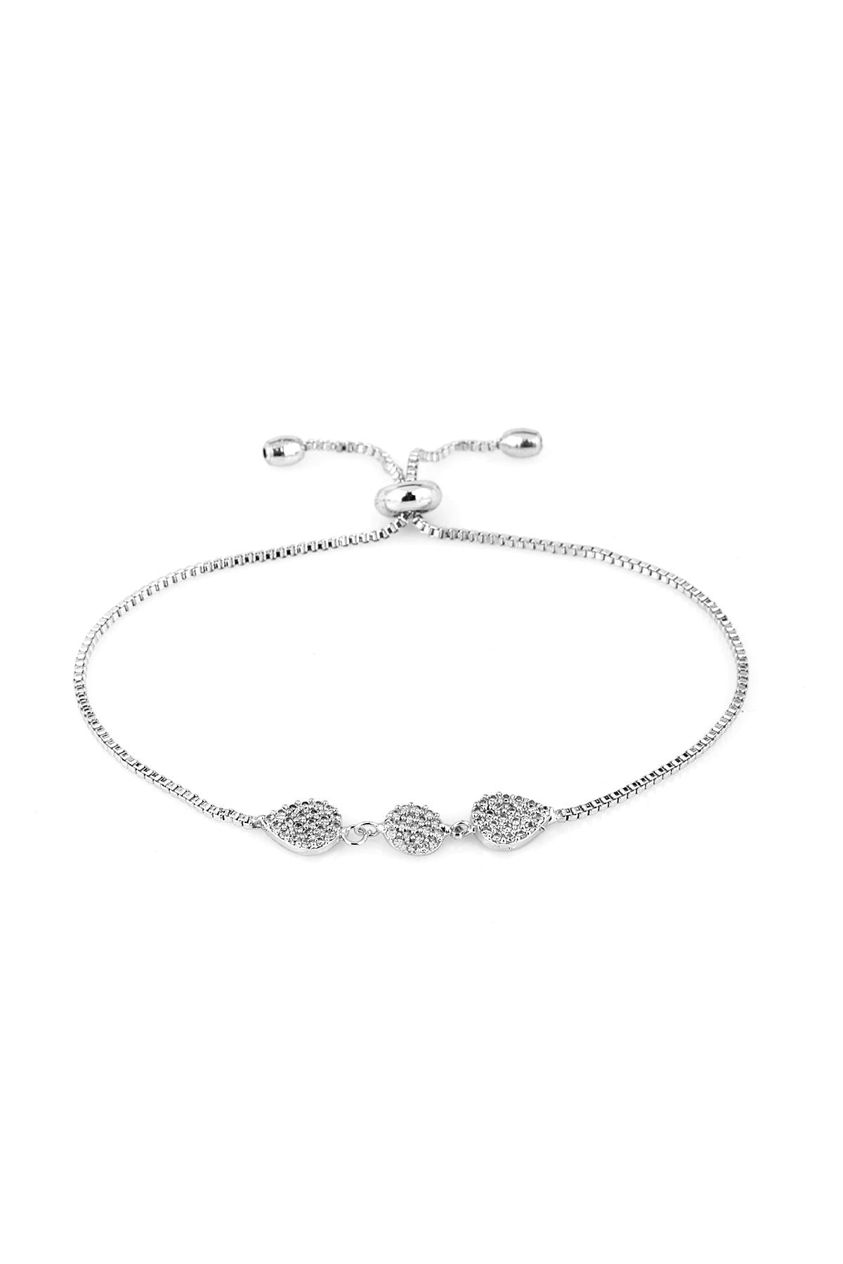 TOPSHOP Time Zirkon Taşlı Gümüş Renkli Ayarlanabilir Asansörlü Kadın Bileklik TSJ11285-1385-A